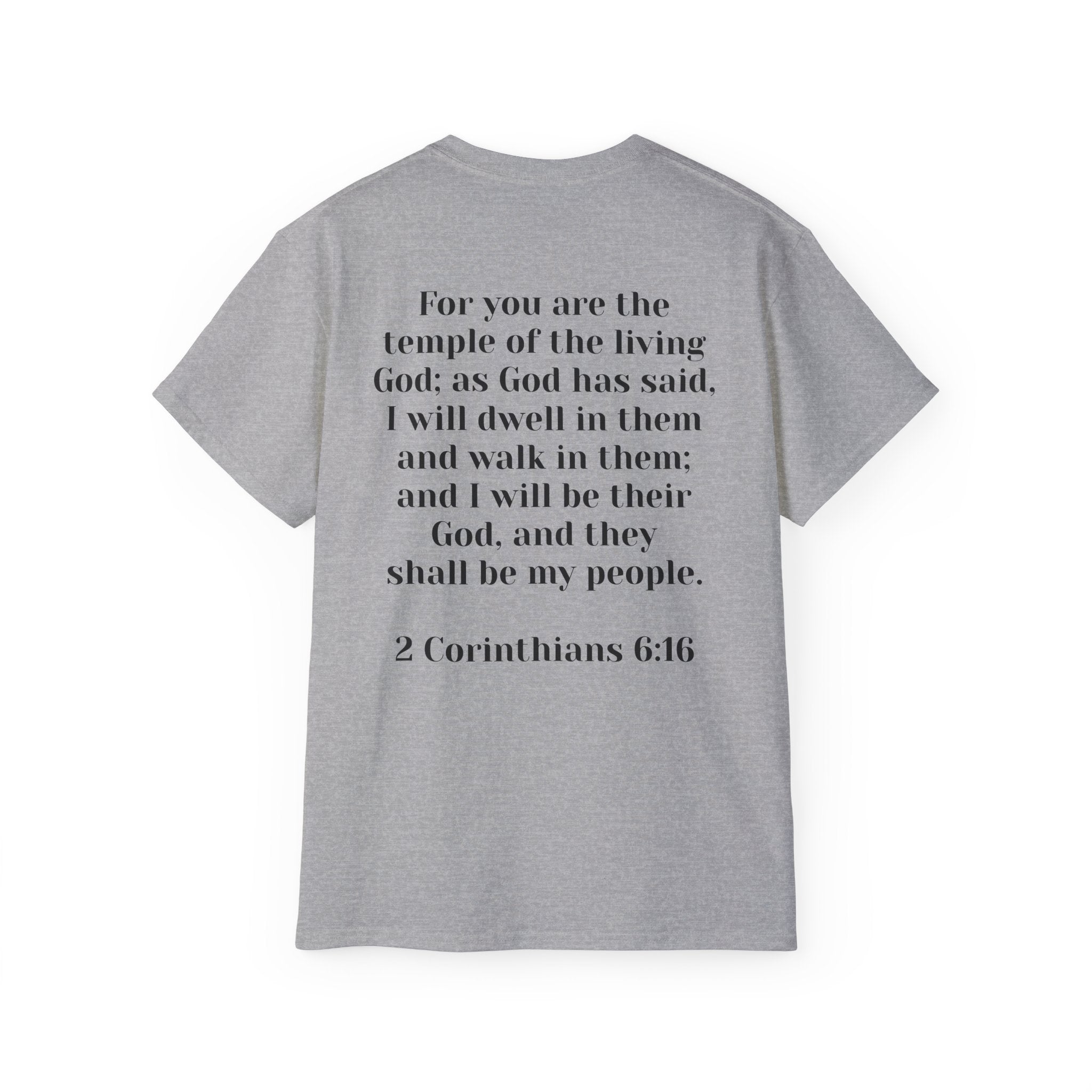 Then & Now non-animated Christian Graphic Tee — 2 Corinthians 6:16 Bible Verse Shirt