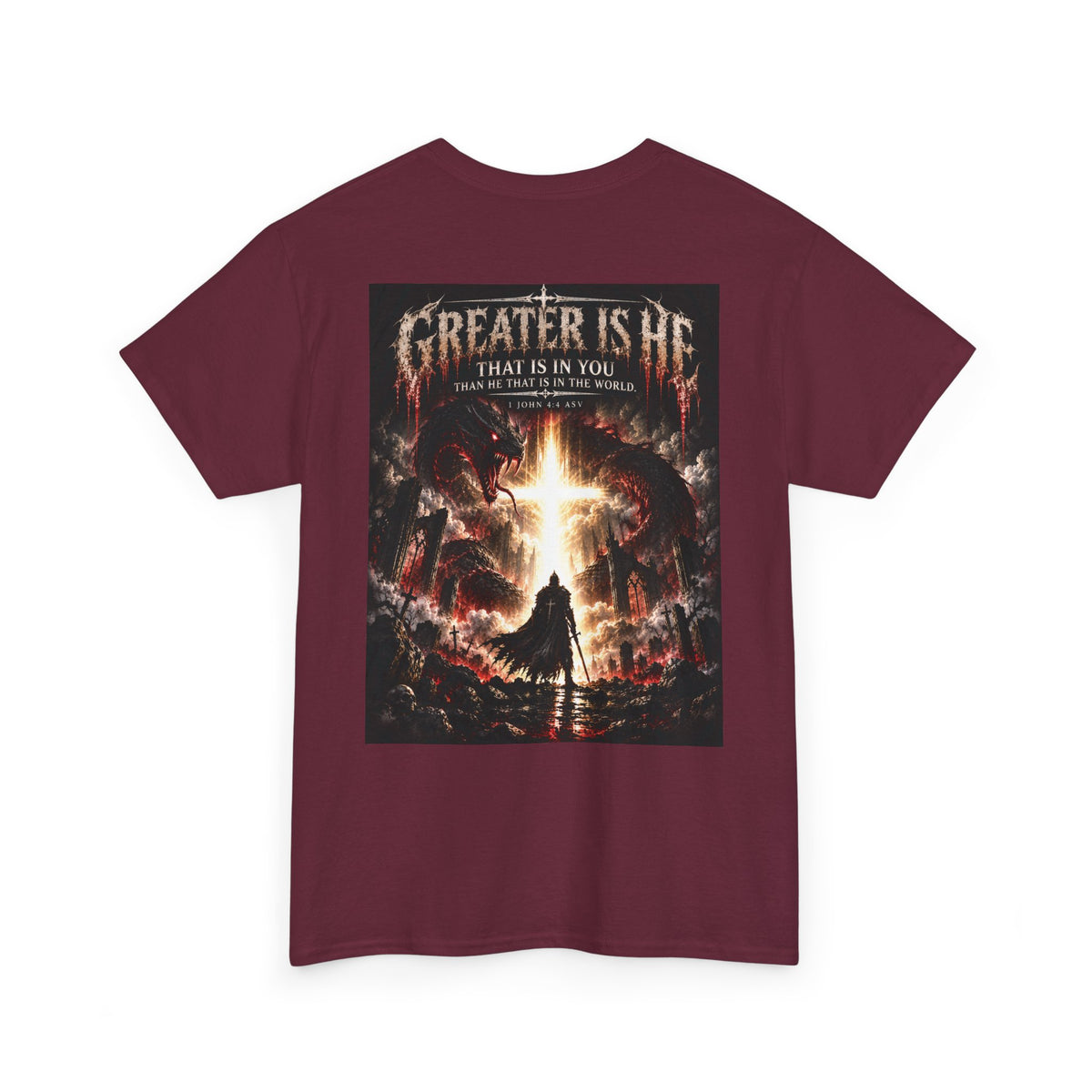 "Greater Is He" October Holliday line Edition Cross Faith Christian Graphic Tee - T-Shirt