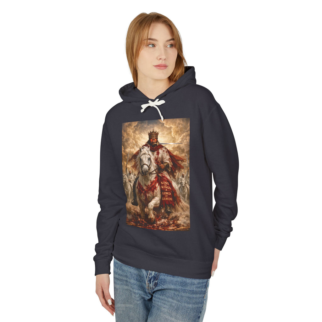 'Jesus Is Lord' Ad Variant Hoodie — with Revelation 19:11-16 Christian Graphic
