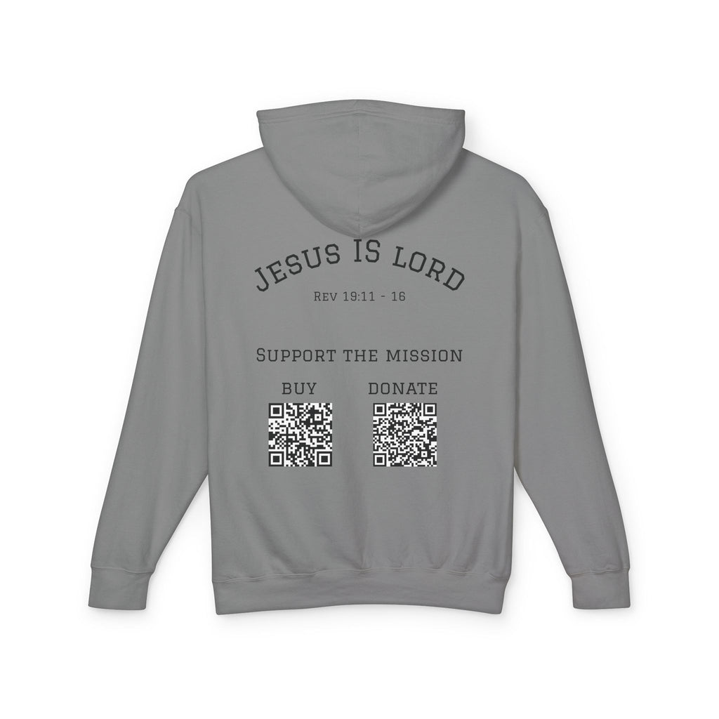 'Jesus Is Lord' Ad Variant Hoodie — with Revelation 19:11-16 Christian Graphic
