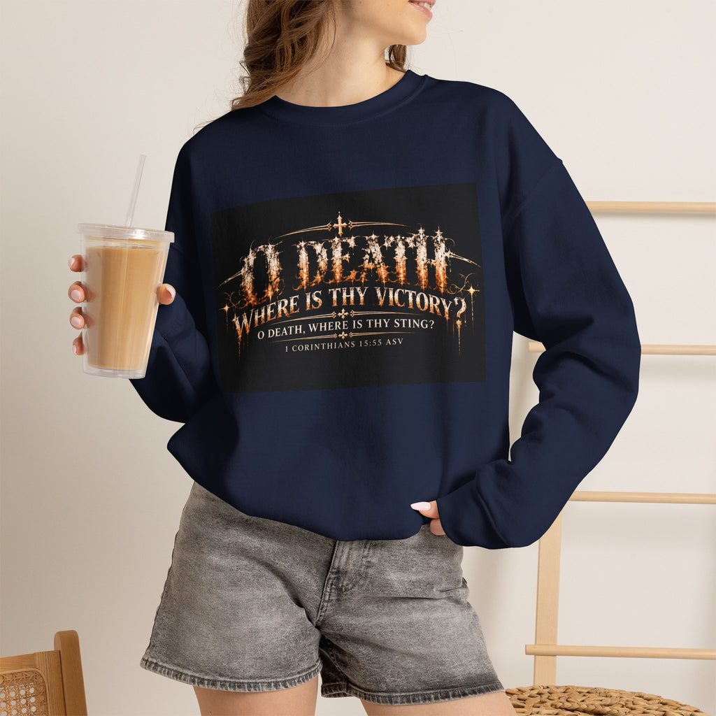 "O Death?" Holiday October Edition Crewneck sweatshirt Gothic Scripture Graphic