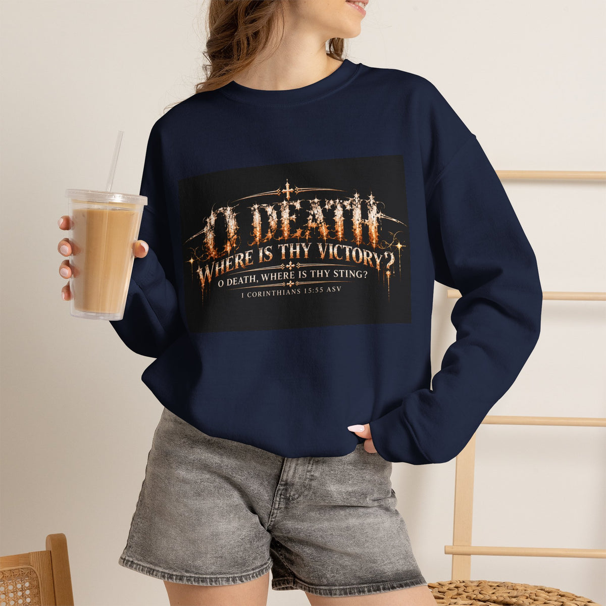 "O Death?" Holiday October Edition Crewneck sweatshirt Gothic Scripture Graphic