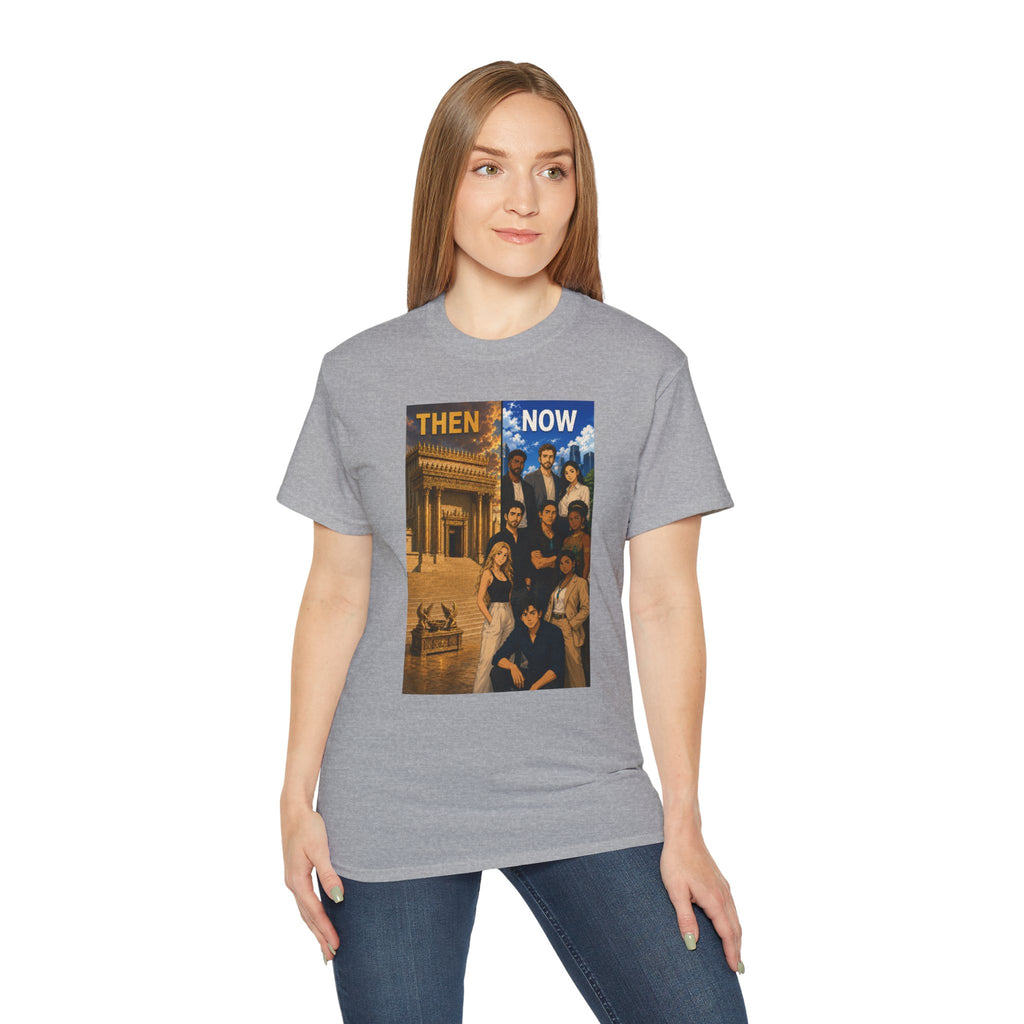 Then & Now Christian Graphic Tee — 2 Corinthians 6:16 Bible Verse Shirt