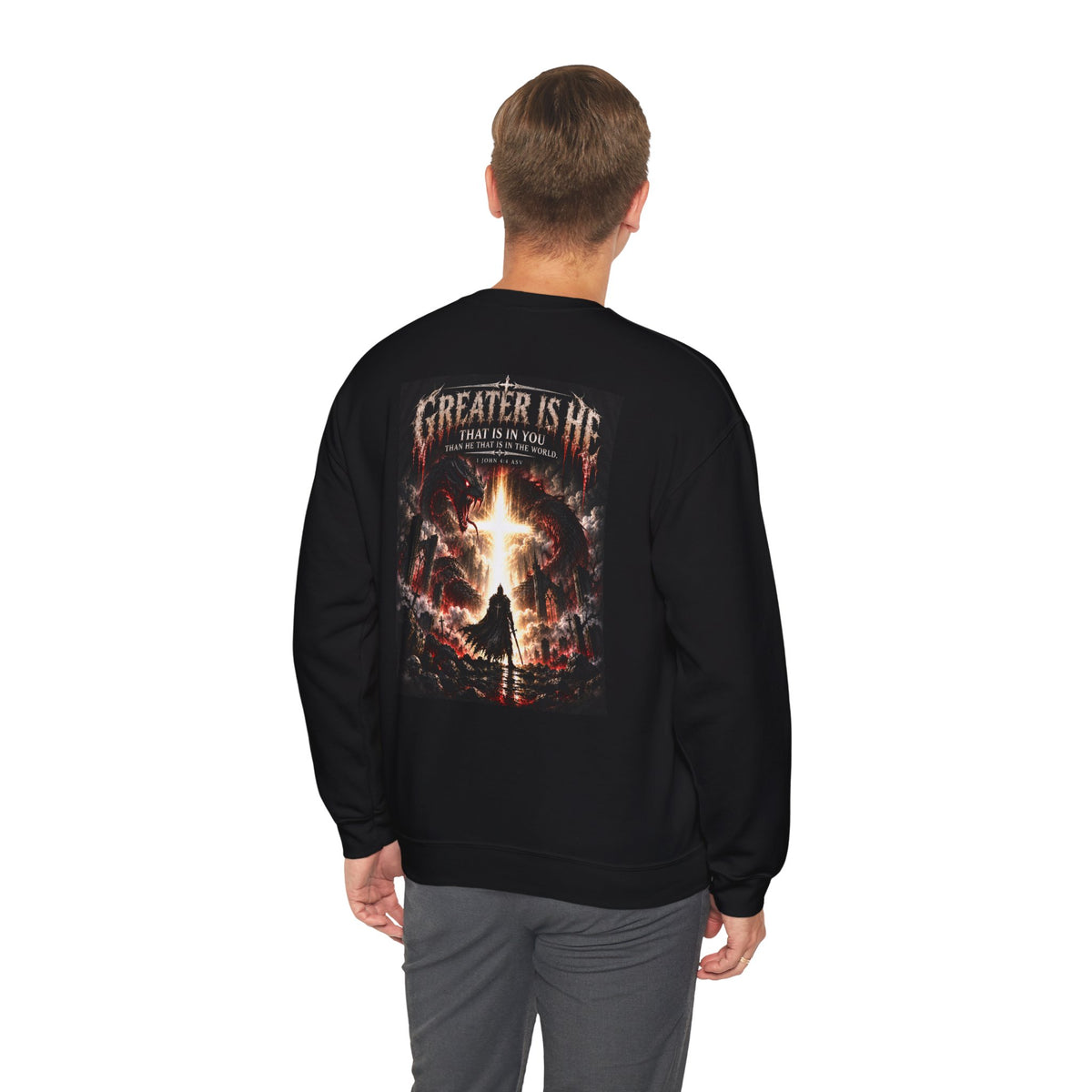 "Greater Is He" Holiday October Edition Cross Design