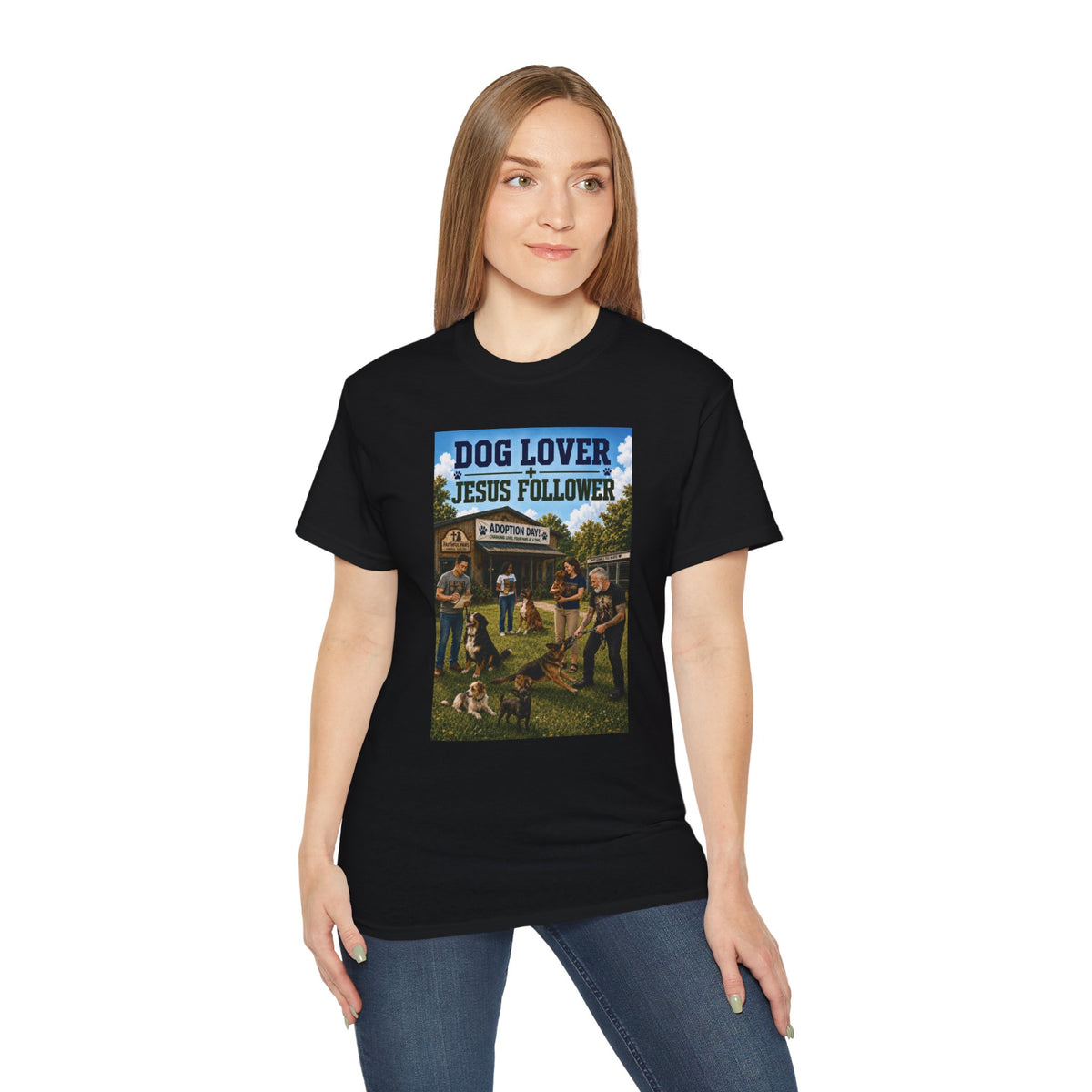 Jesus Follower Dog Lover T-Shirt — Proverbs 12:10 Dog adoption Faith Tee