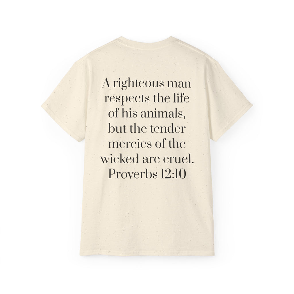 Jesus Follower Dog Lover T-Shirt — Proverbs 12:10 Dog adoption Faith Tee