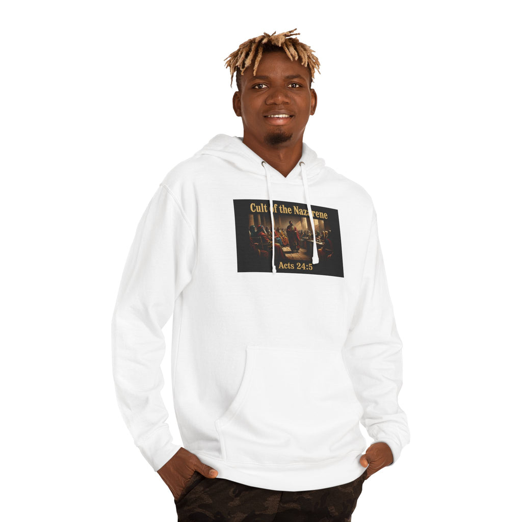 Christian Hoodie "Cult of the Nazarene" — Acts 24:5, Matthew 5:11 Verse Pullover multiple colors