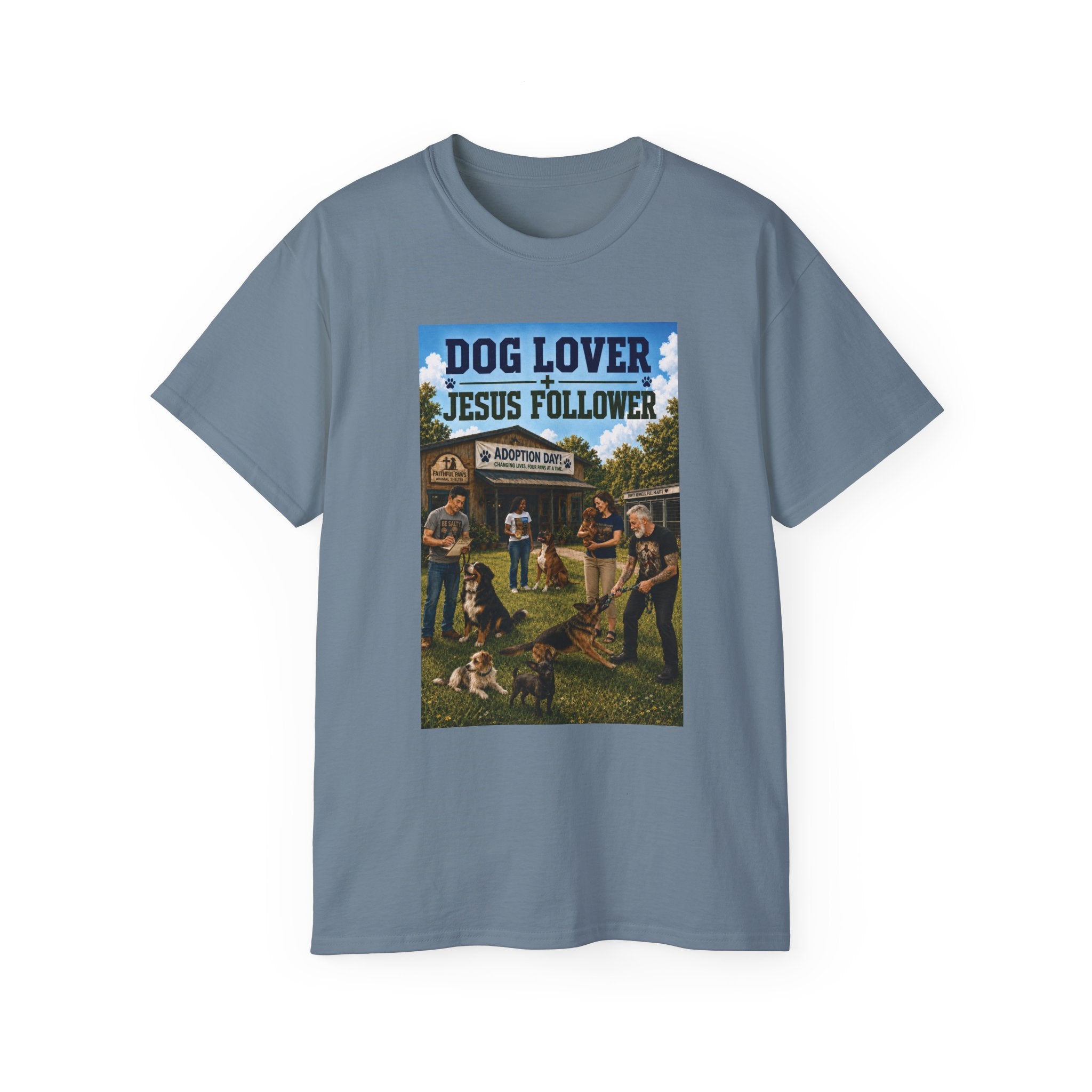 Jesus Follower Dog Lover T-Shirt — Proverbs 12:10 Dog adoption Faith Tee
