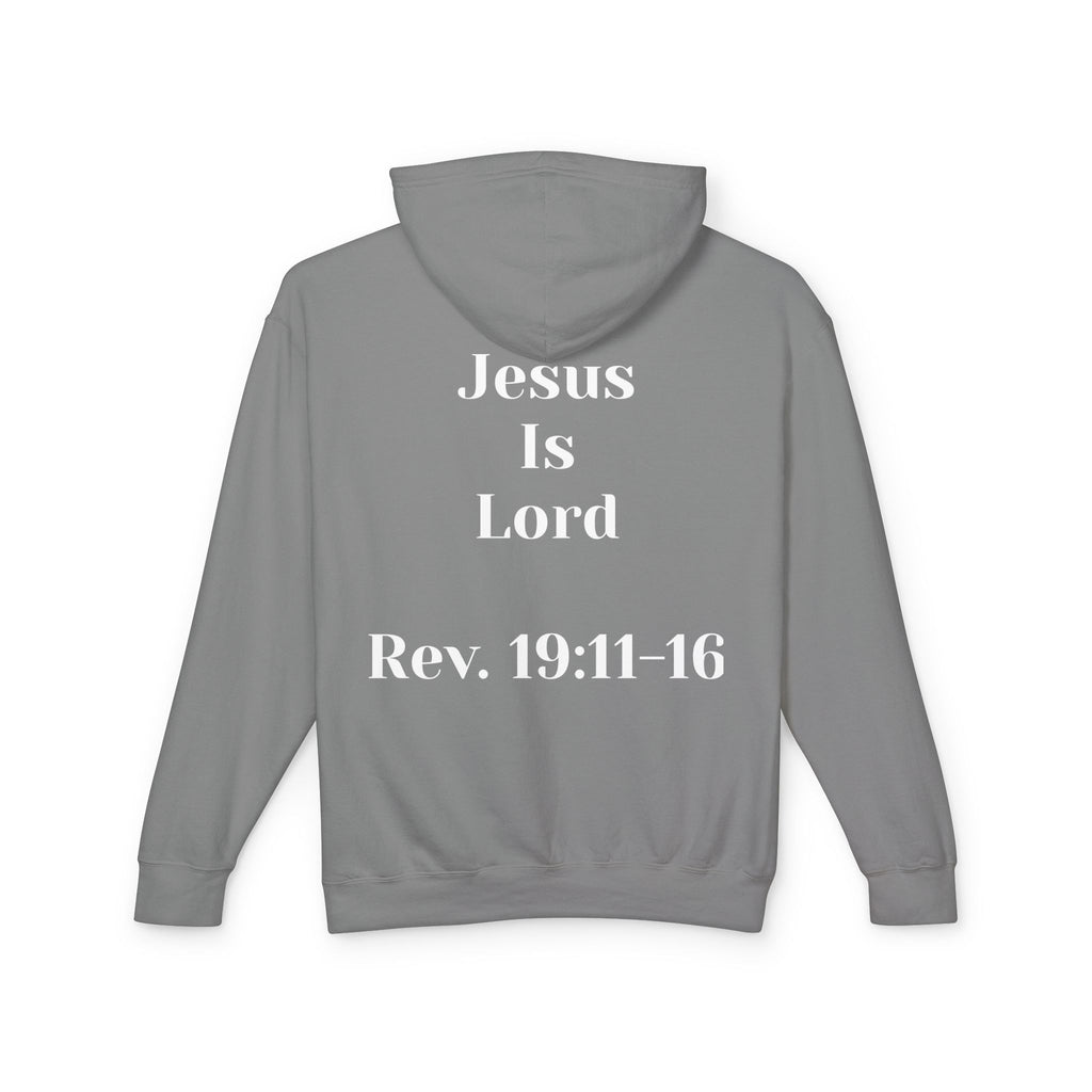 Christian Hoodie — 'Jesus Is Lord' with Revelation 19:11-16 Graphic