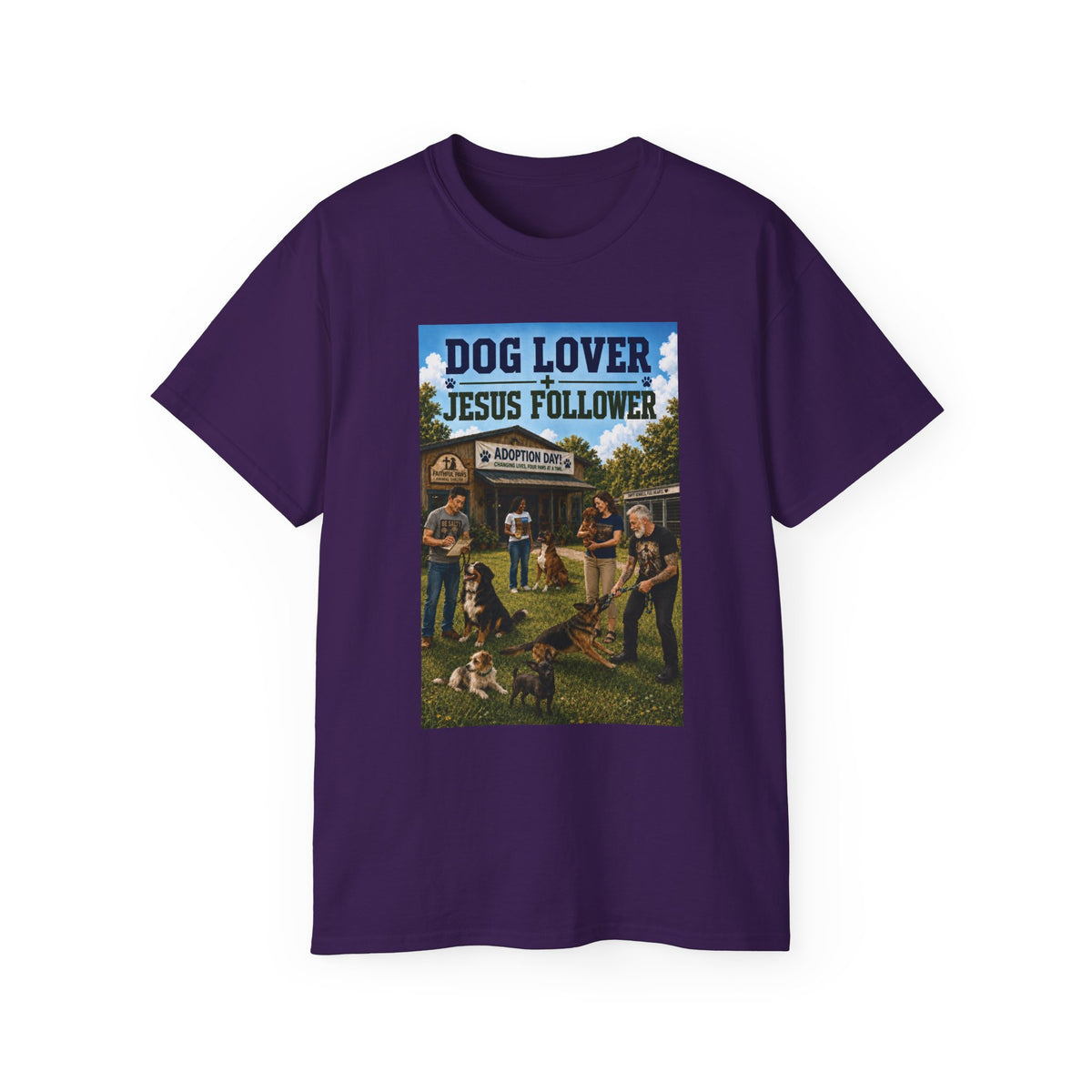 Jesus Follower Dog Lover T-Shirt — Proverbs 12:10 Dog adoption Faith Tee