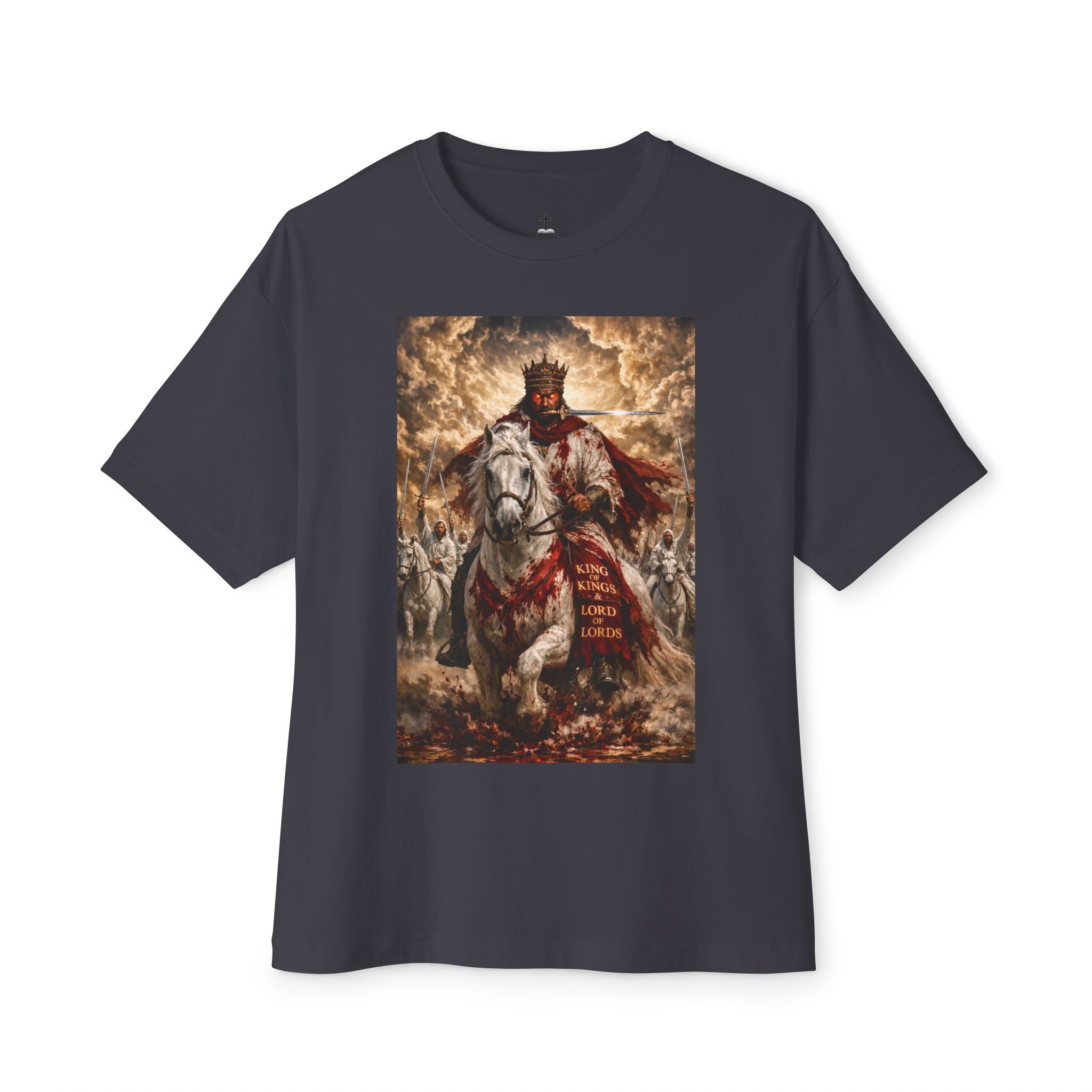 Jesus Is Lord Tee — King on White Horse Christian Graphic T‑Shirt (Rev. 19:11-16)