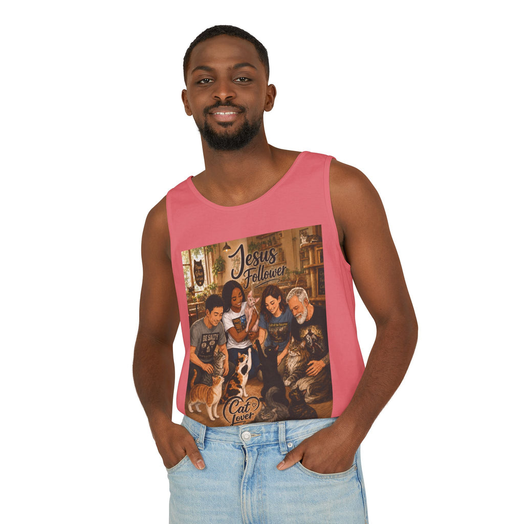 Jesus Follower Cat Lover Tank Top — Christian Pet Lover Graphic Tank