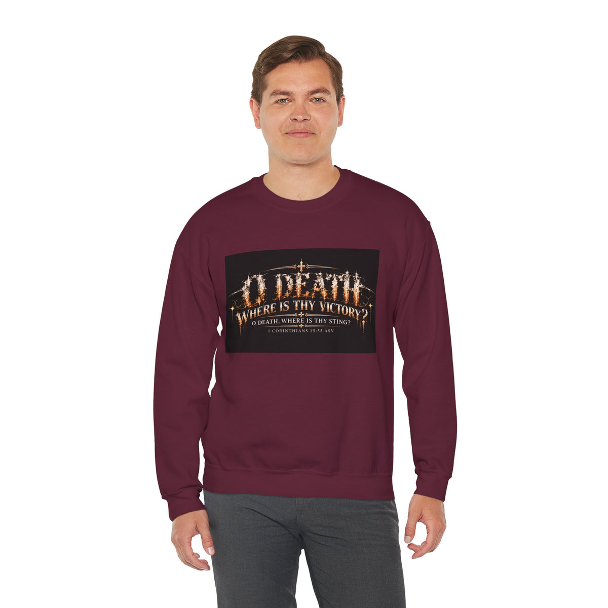 "O Death?" Holiday October Edition Crewneck sweatshirt Gothic Scripture Graphic