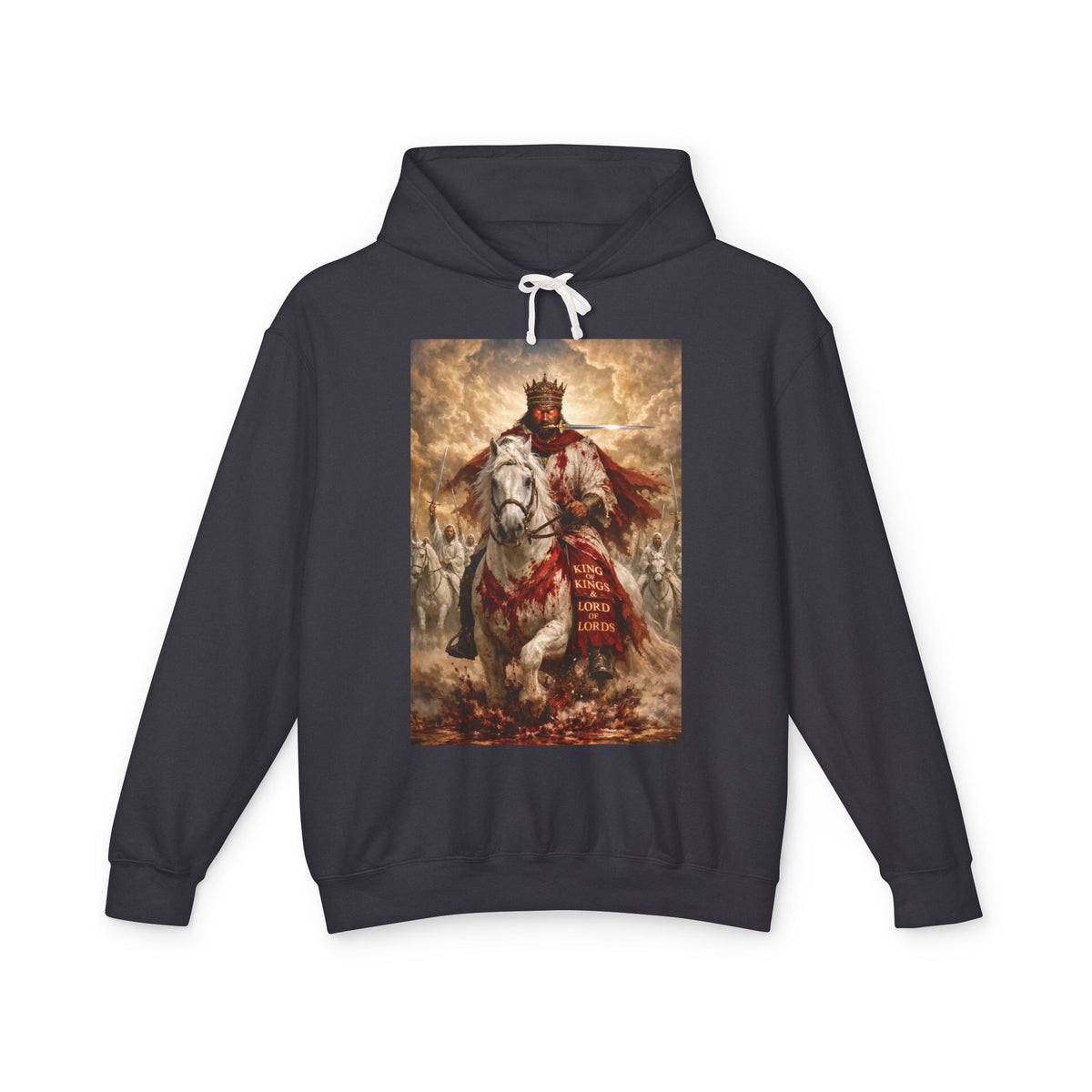 'Jesus Is Lord' Ad Variant Hoodie — with Revelation 19:11-16 Christian Graphic