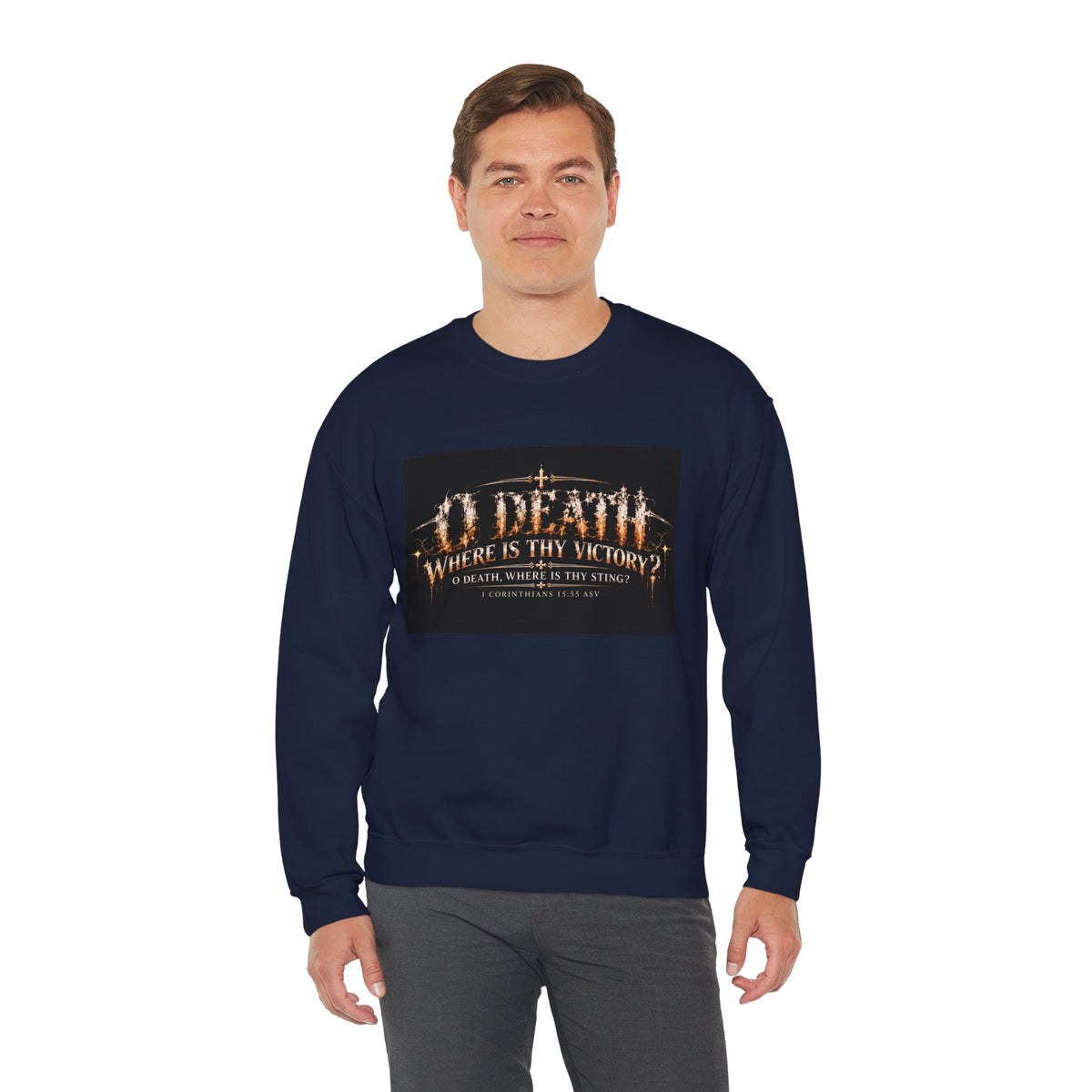 "O Death?" Holiday October Edition Crewneck sweatshirt Gothic Scripture Graphic