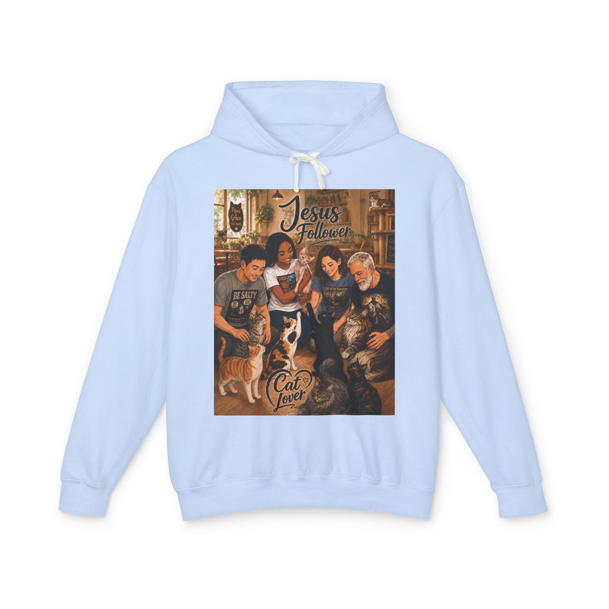 Cat Lover Jesus Follower Hoodie — Proverbs 12:10 Christian Pet Sweatshirt