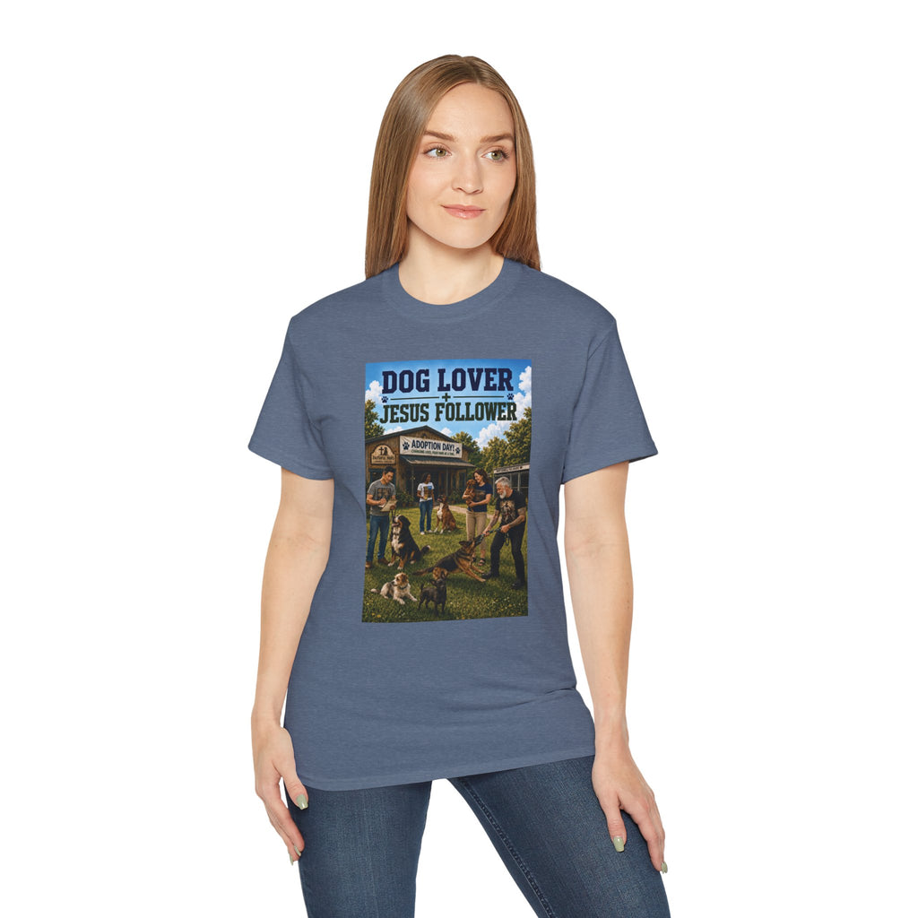 Jesus Follower Dog Lover T-Shirt — Proverbs 12:10 Dog adoption Faith Tee