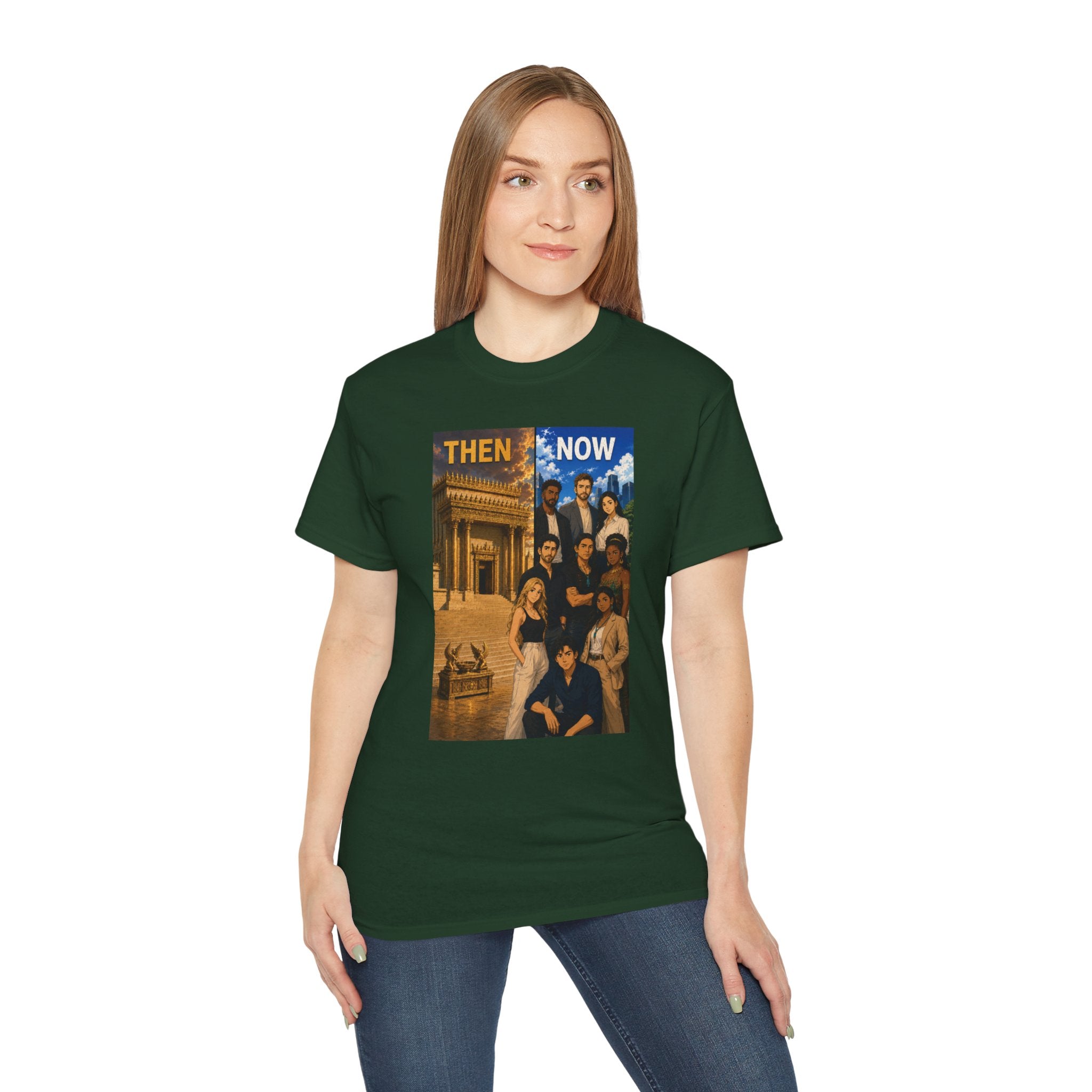 Then & Now Christian Graphic Tee — 2 Corinthians 6:16 Bible Verse Shirt