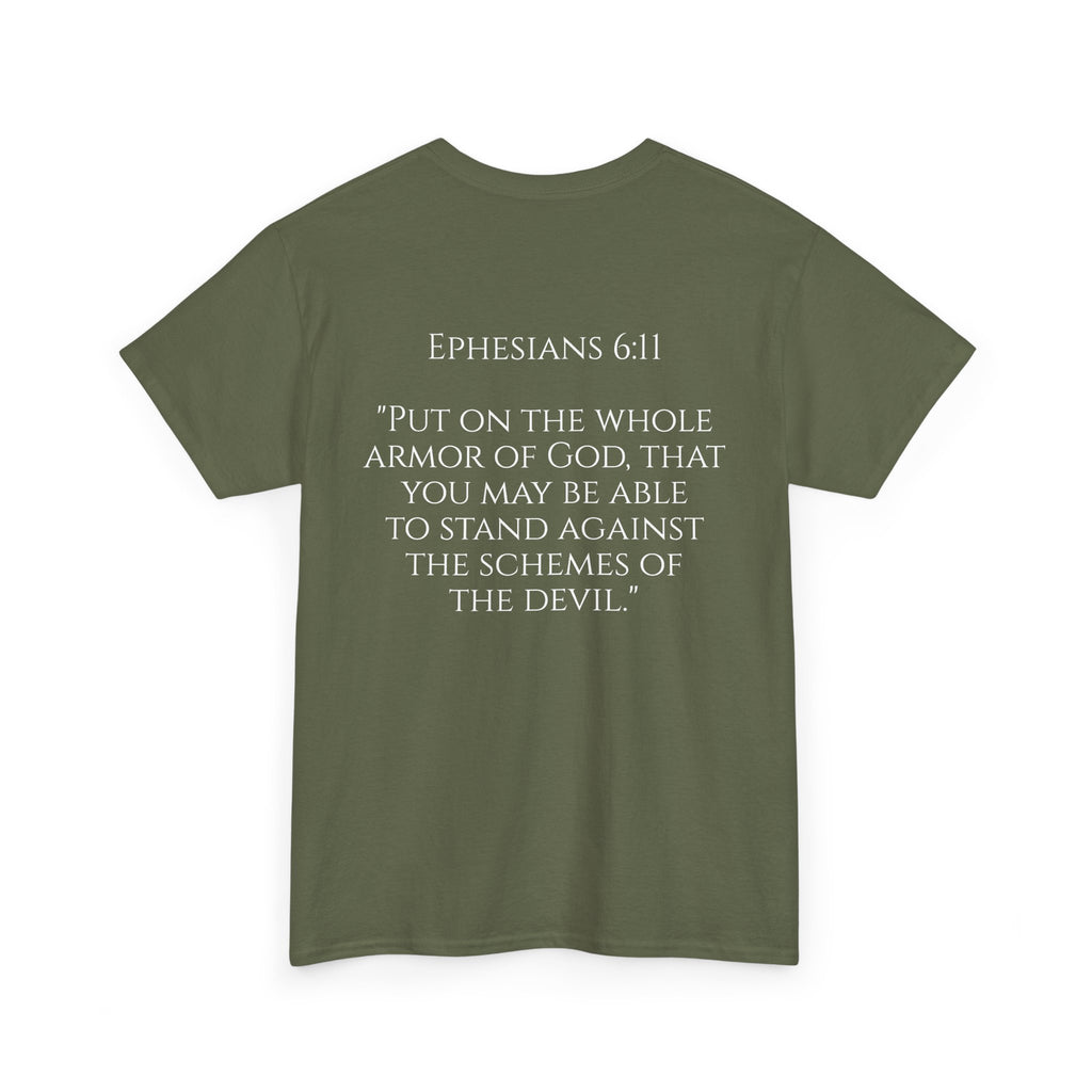 "Light Defeats Darkness" October Holliday Line edition T-Shirt — "Darkness Appeared He Need It Not" Graphic Tee (Ephesians 6:11)