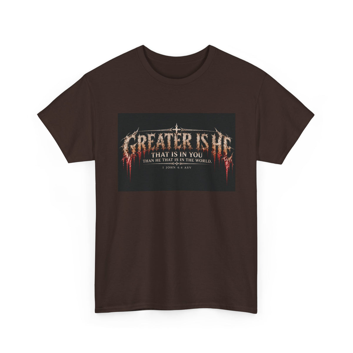 "Greater Is He" October Holliday line Edition Cross Faith Christian Graphic Tee - T-Shirt