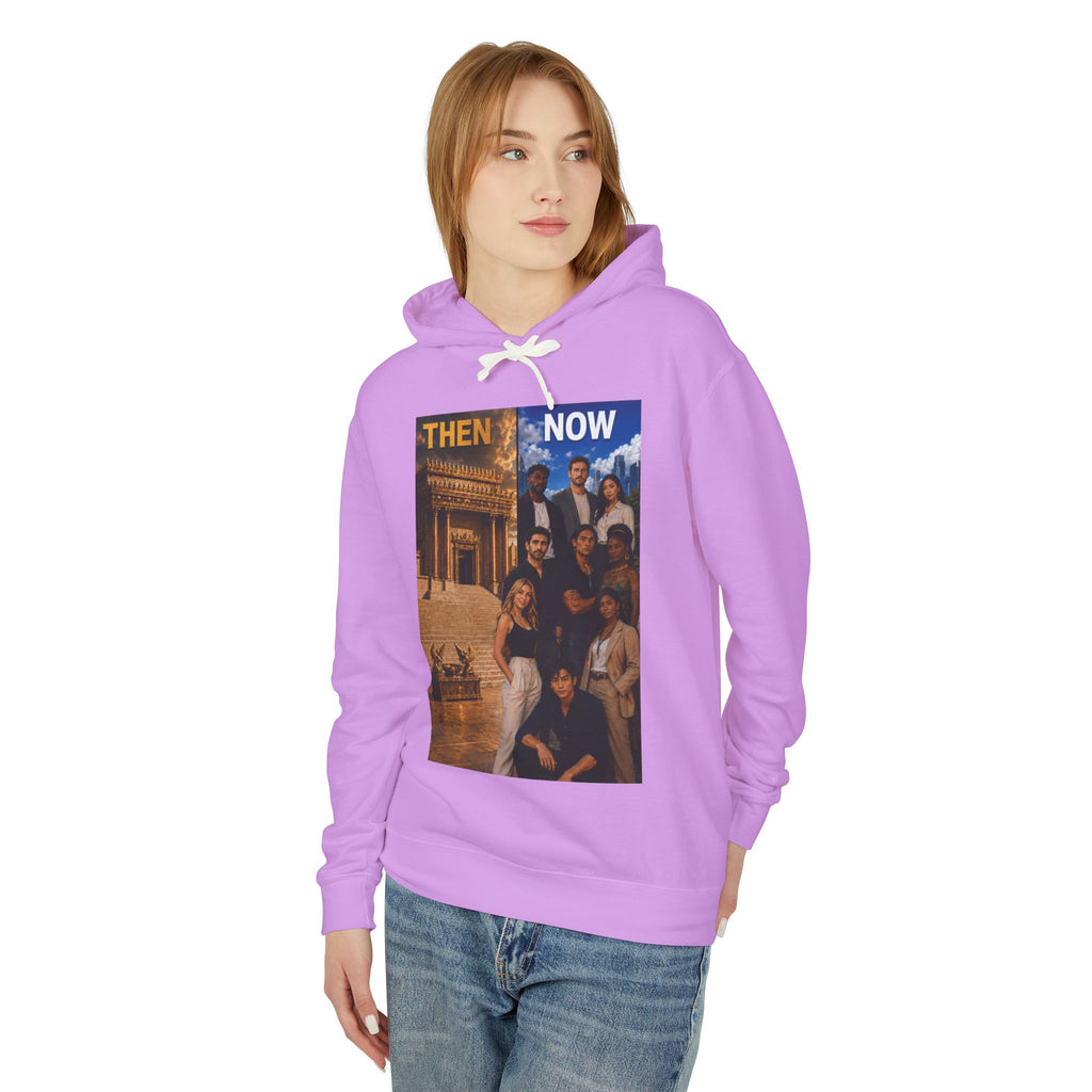 Then & Now Hoodie non-animated — 'You Are the Temple' 2 Corinthians 6:16 Christian Pullover