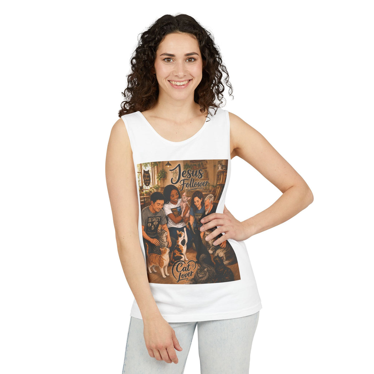 Jesus Follower Cat Lover Tank Top — Christian Pet Lover Graphic Tank