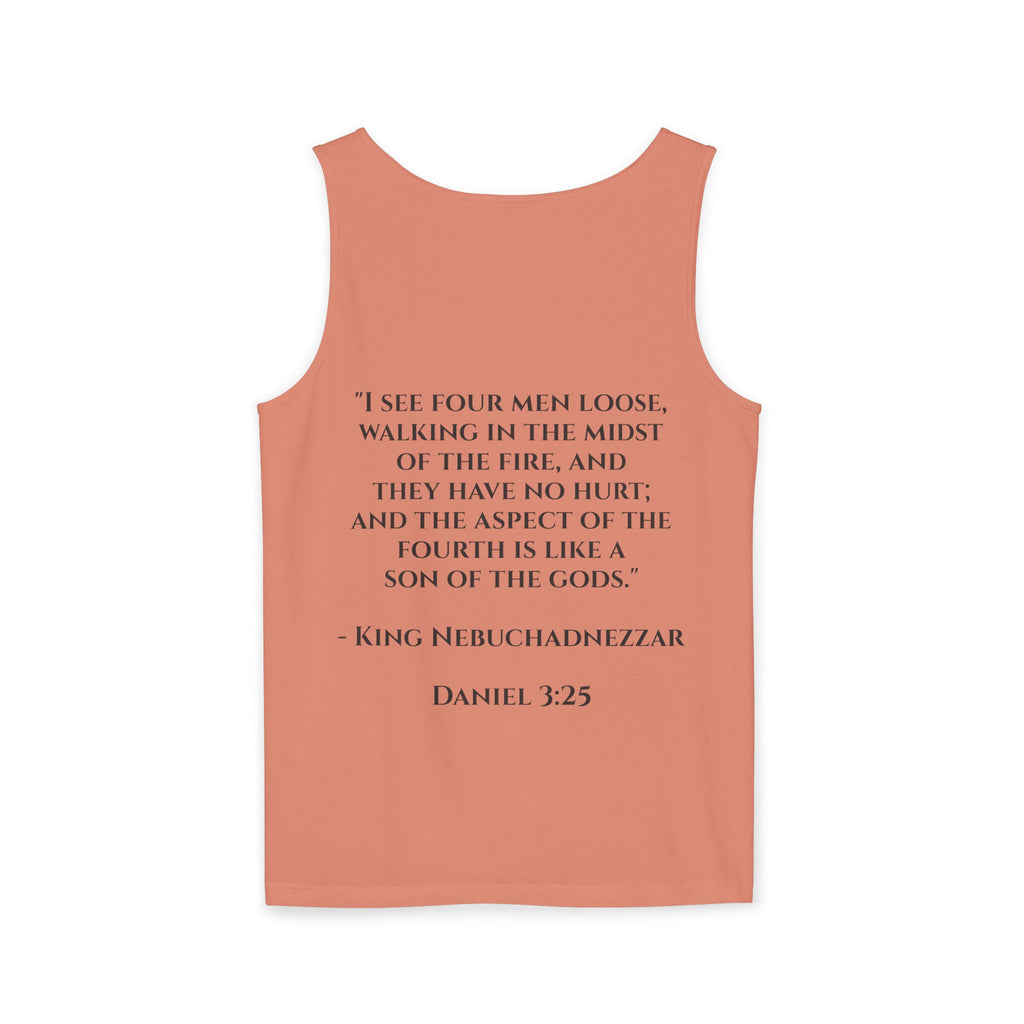 'Not Alone' Tank Top — Jesus with Four Men, Daniel 3:25 Scripture Tank