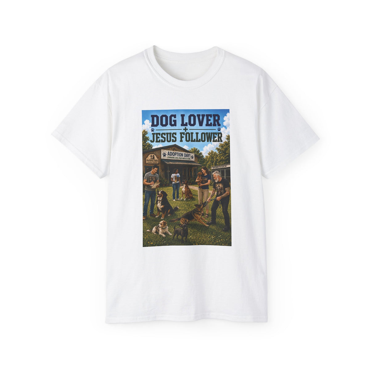 Jesus Follower Dog Lover T-Shirt — Proverbs 12:10 Dog adoption Faith Tee