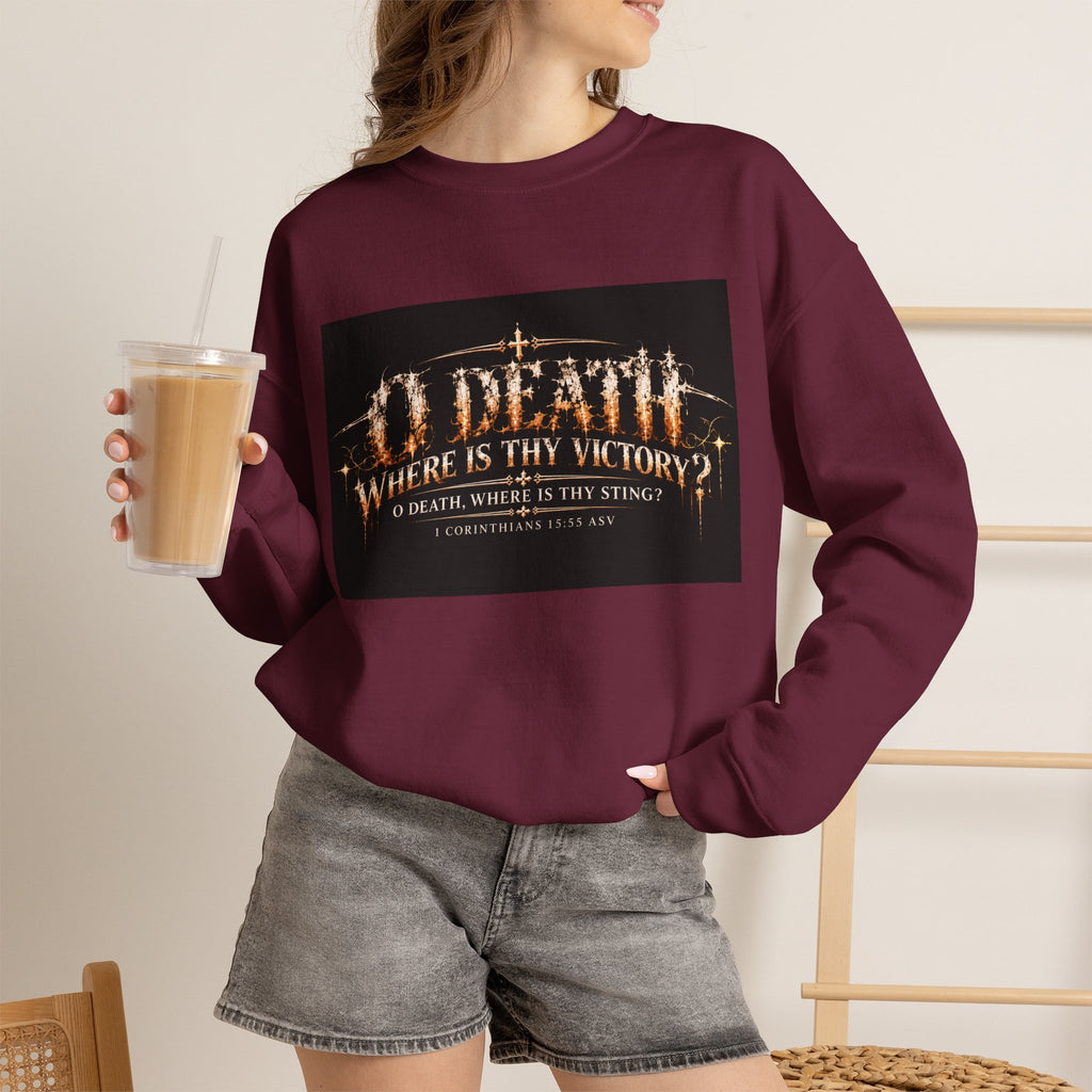 "O Death?" Holiday October Edition Crewneck sweatshirt Gothic Scripture Graphic