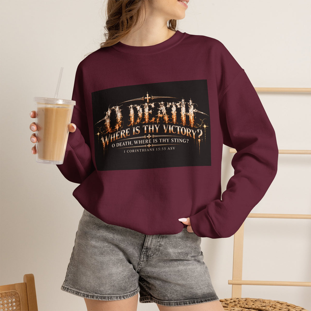 "O Death?" Holiday October Edition Crewneck sweatshirt Gothic Scripture Graphic