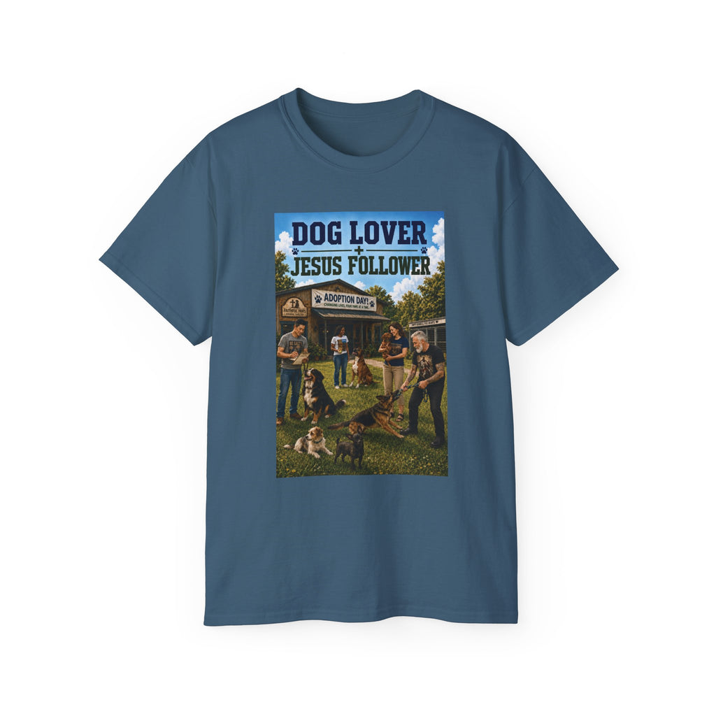 Jesus Follower Dog Lover T-Shirt — Proverbs 12:10 Dog adoption Faith Tee