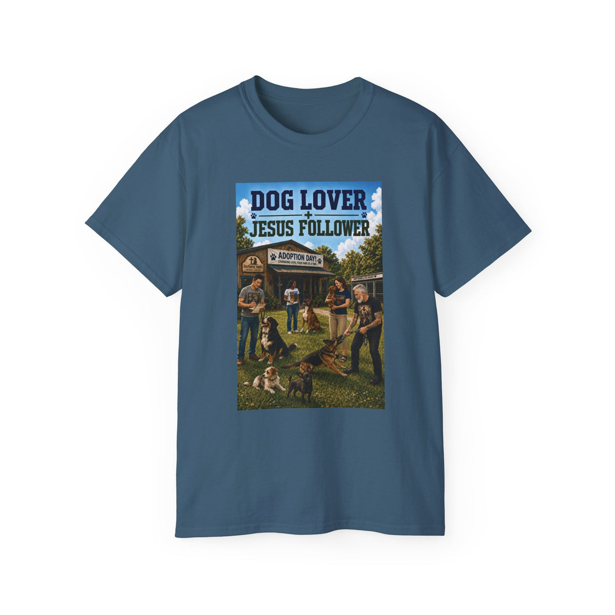 Jesus Follower Dog Lover T-Shirt — Proverbs 12:10 Dog adoption Faith Tee