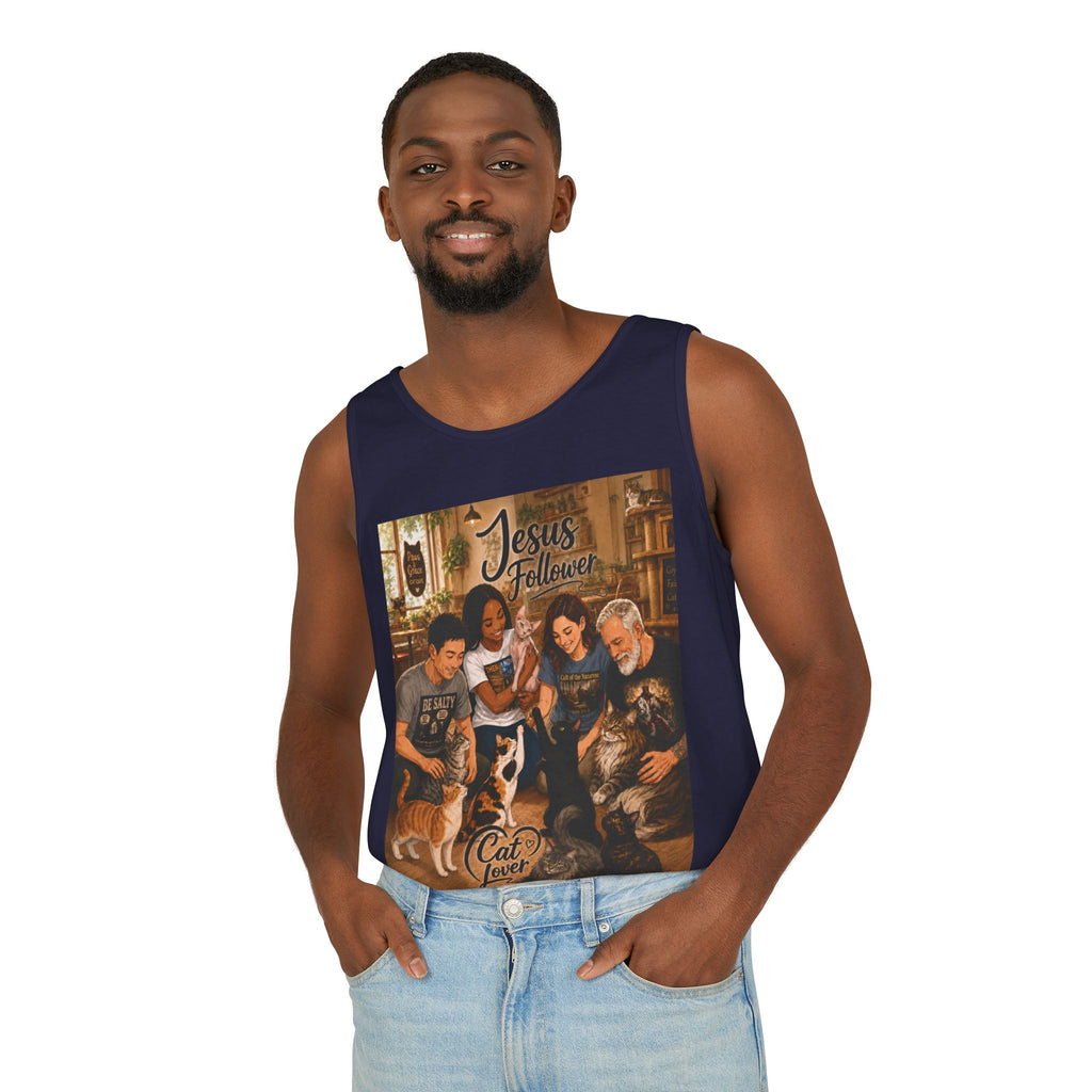Jesus Follower Cat Lover Tank Top — Christian Pet Lover Graphic Tank