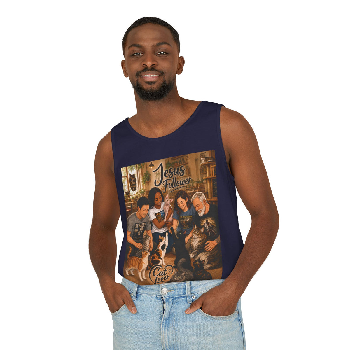Jesus Follower Cat Lover Tank Top — Christian Pet Lover Graphic Tank