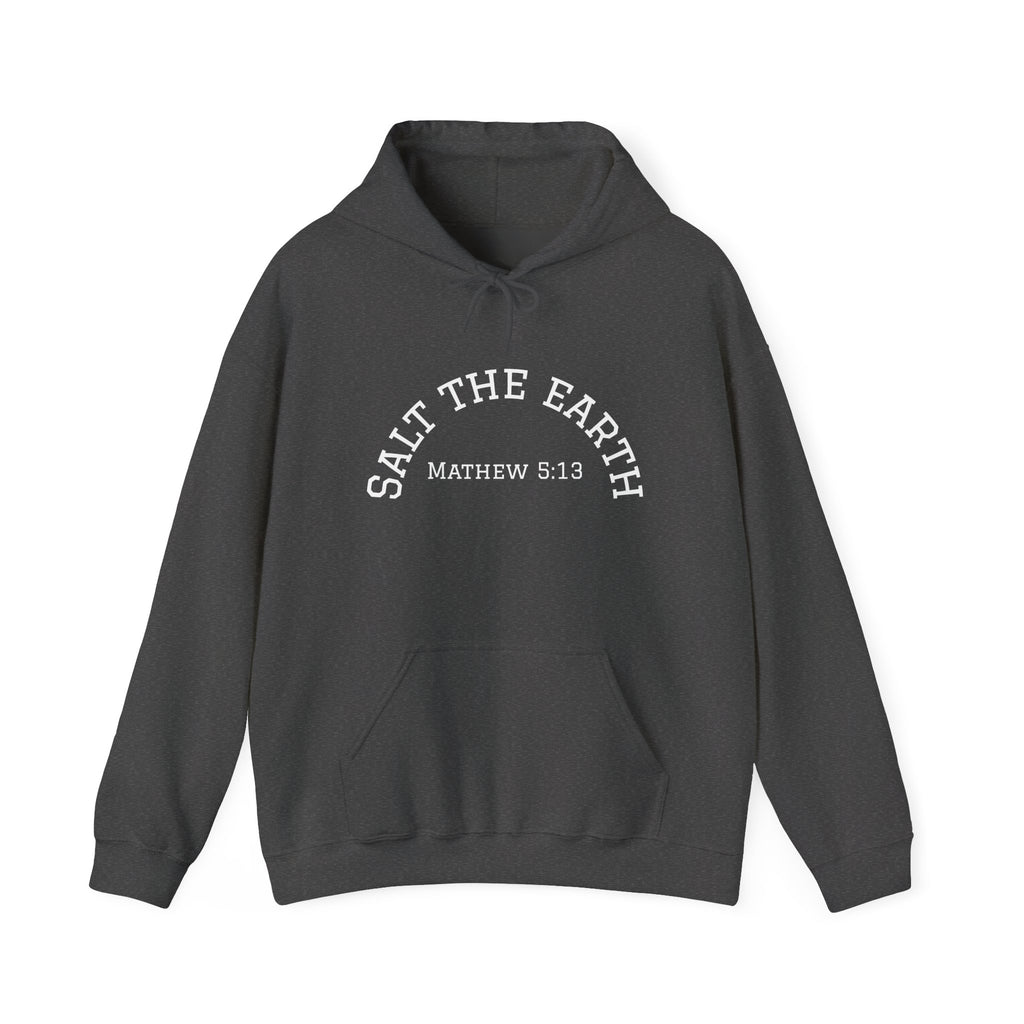 Salt the Earth "Ad version" Hoodie — "Salt the Earth" Matthew 5:13 Christian Graphic Pullover