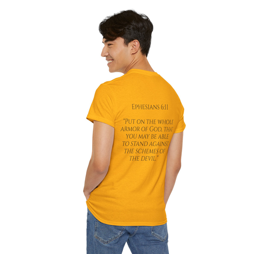 "Light Defeats Darkness" October Holliday Line edition T-Shirt — "Darkness Appeared He Need It Not" Graphic Tee (Ephesians 6:11)