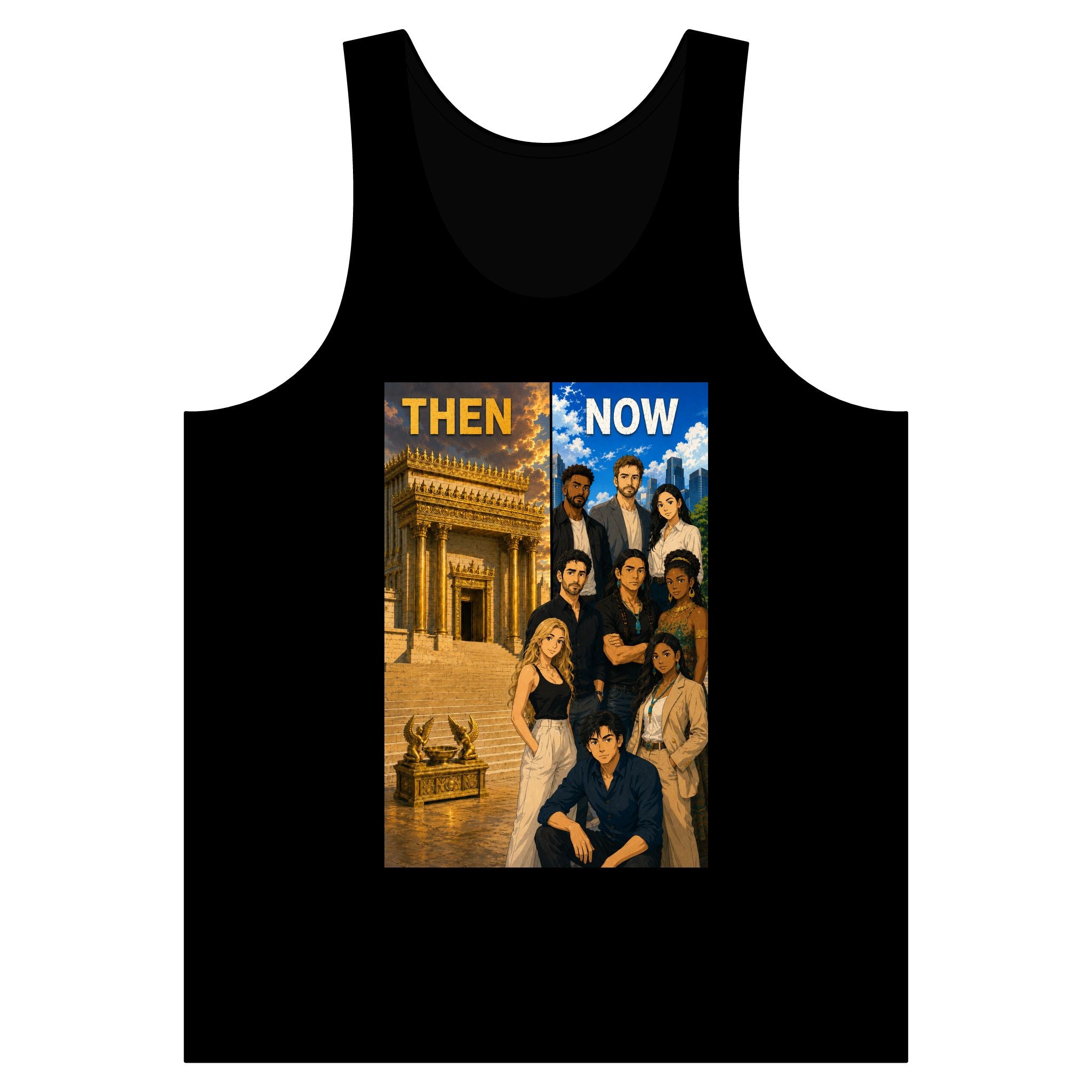 Christian 'Then & Now' Photo Tank — 2 Corinthians 6:16 Faith Graphic Tank Top