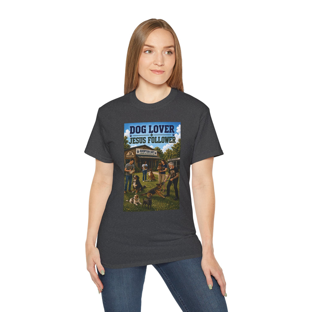 Jesus Follower Dog Lover T-Shirt — Proverbs 12:10 Dog adoption Faith Tee