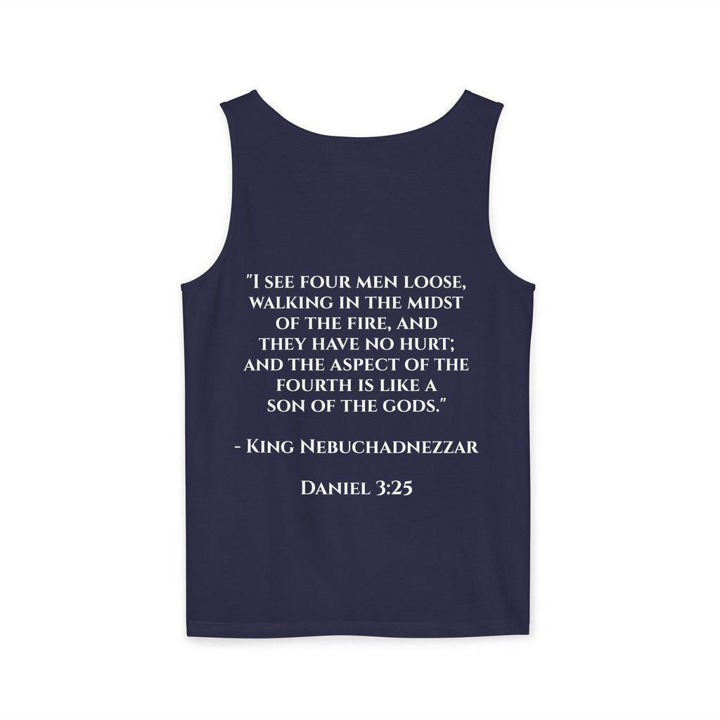 'Not Alone' Tank Top — Jesus with Four Men, Daniel 3:25 Scripture Tank