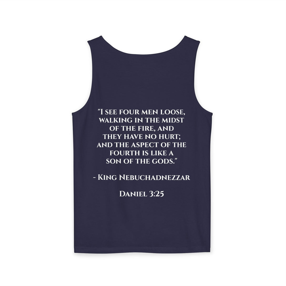 'Not Alone' Tank Top — Jesus with Four Men, Daniel 3:25 Scripture Tank