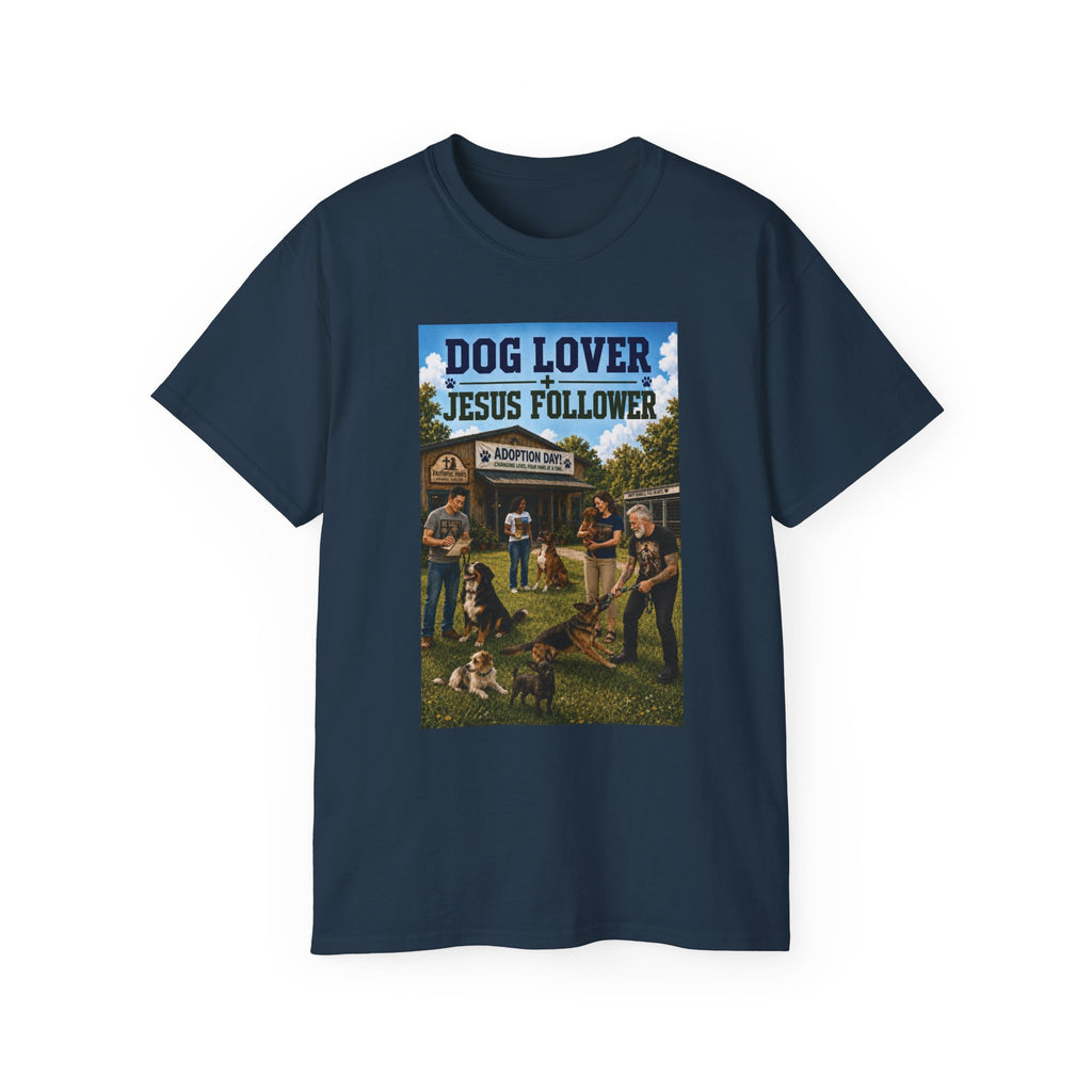 Jesus Follower Dog Lover T-Shirt — Proverbs 12:10 Dog adoption Faith Tee
