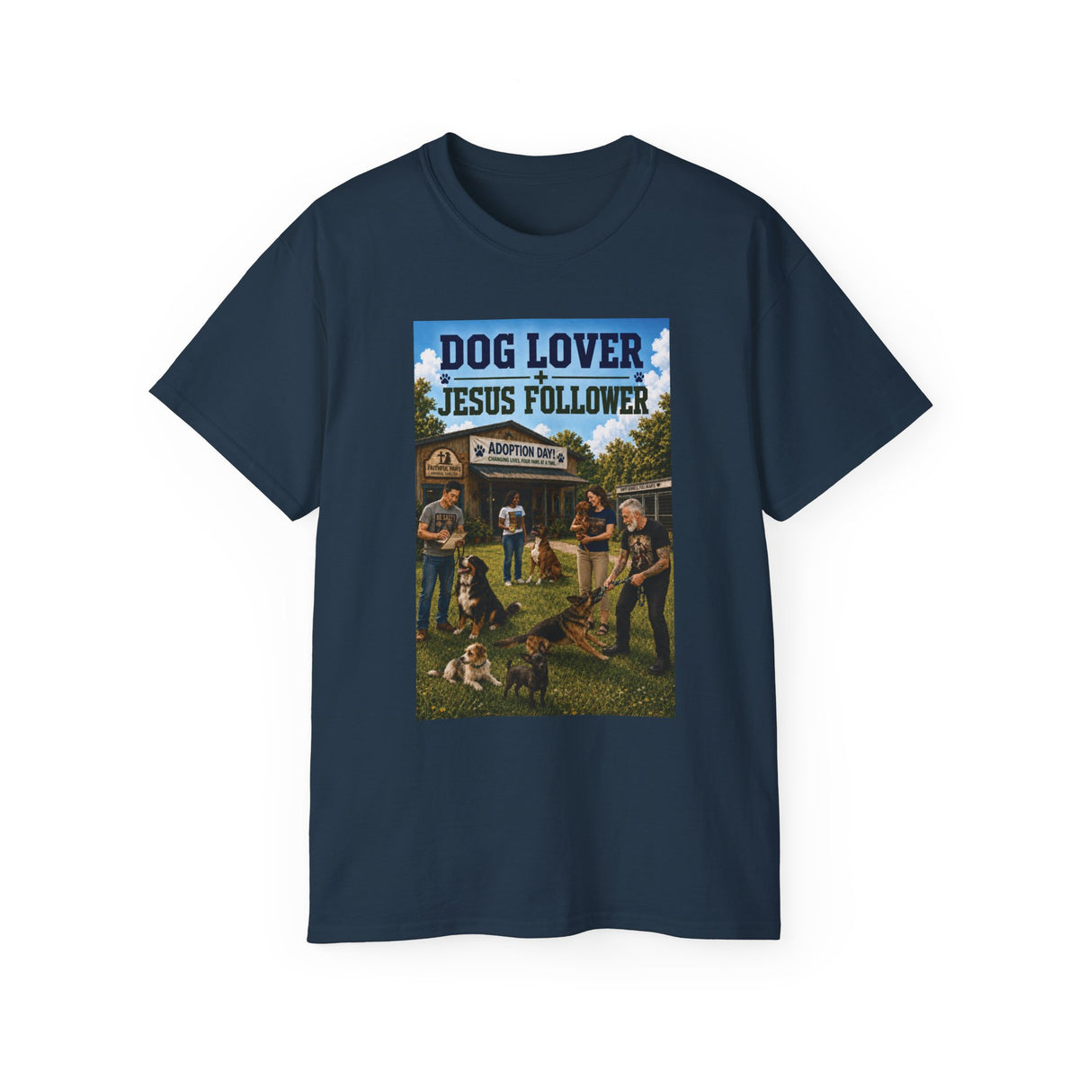 Jesus Follower Dog Lover T-Shirt — Proverbs 12:10 Dog adoption Faith Tee