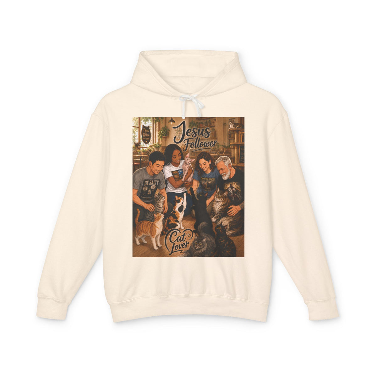 Cat Lover Jesus Follower Hoodie — Proverbs 12:10 Christian Pet Sweatshirt