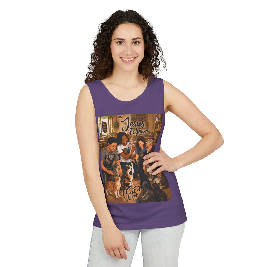 Jesus Follower Cat Lover Tank Top — Christian Pet Lover Graphic Tank