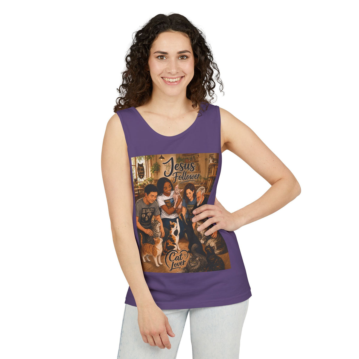 Jesus Follower Cat Lover Tank Top — Christian Pet Lover Graphic Tank