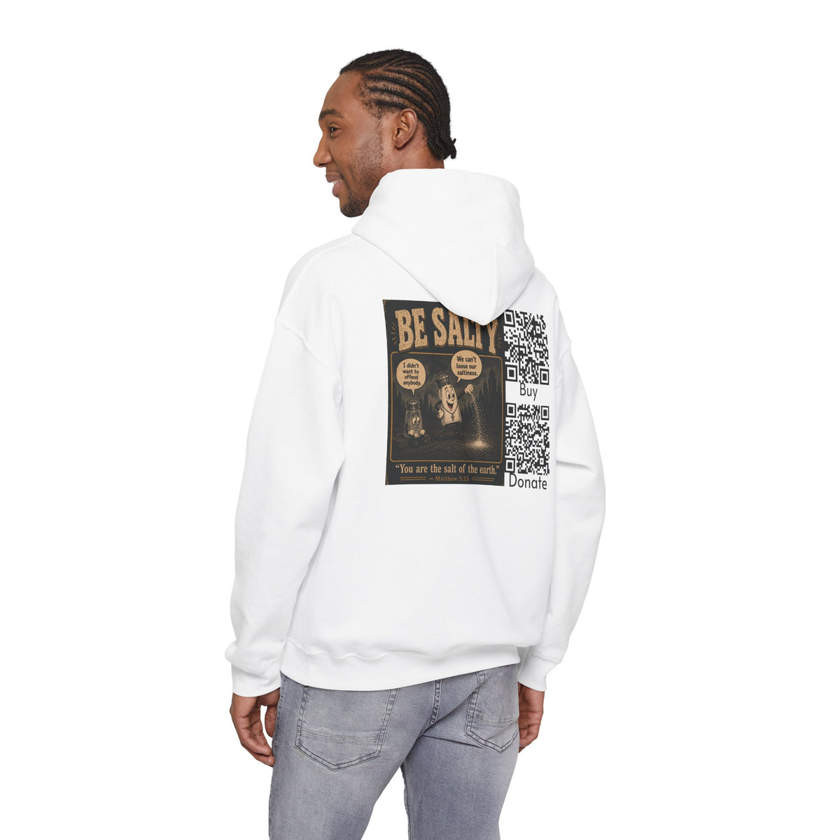 Salt the Earth "Ad version" Hoodie — "Salt the Earth" Matthew 5:13 Christian Graphic Pullover