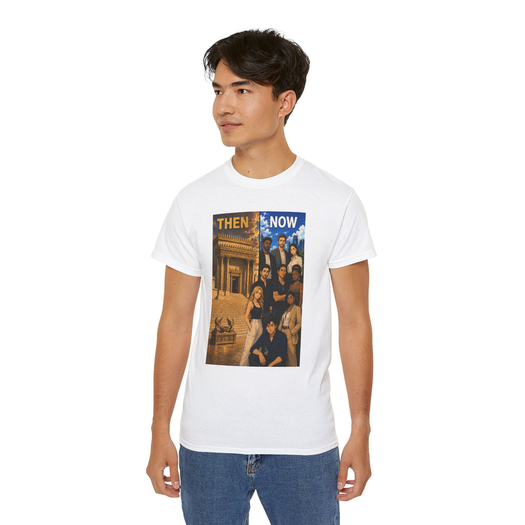 Then & Now Christian Graphic Tee — 2 Corinthians 6:16 Bible Verse Shirt