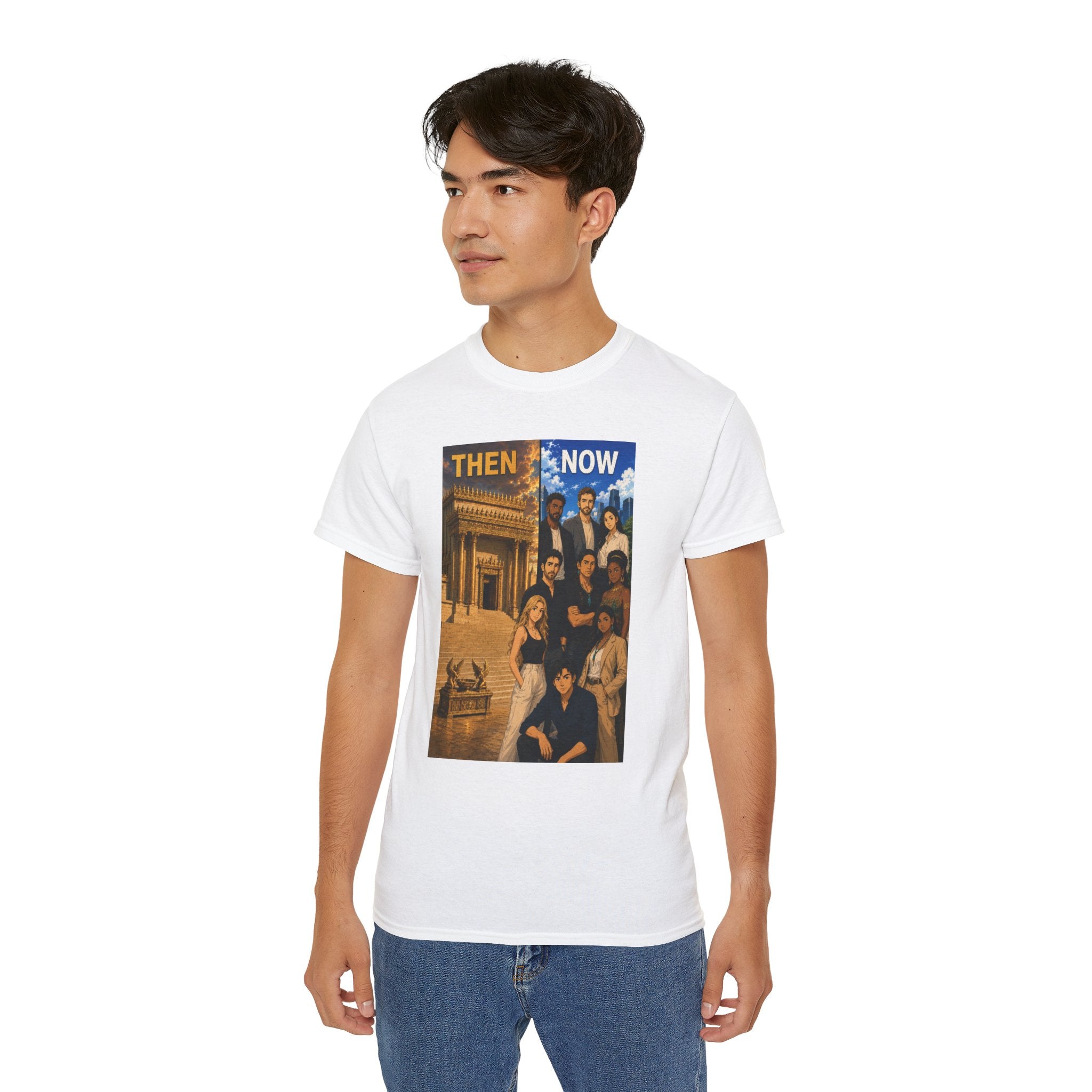 Then & Now Christian Graphic Tee — 2 Corinthians 6:16 Bible Verse Shirt
