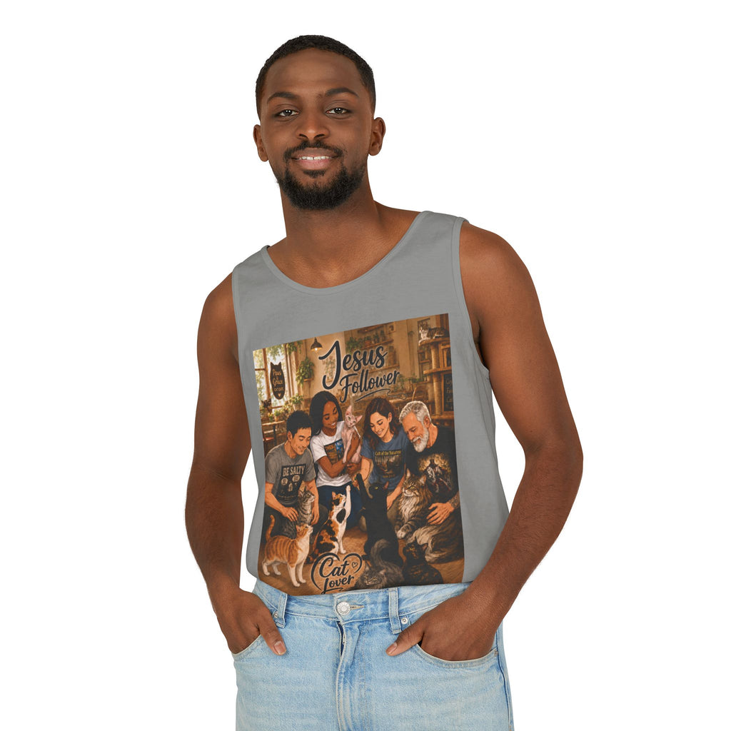 Jesus Follower Cat Lover Tank Top — Christian Pet Lover Graphic Tank