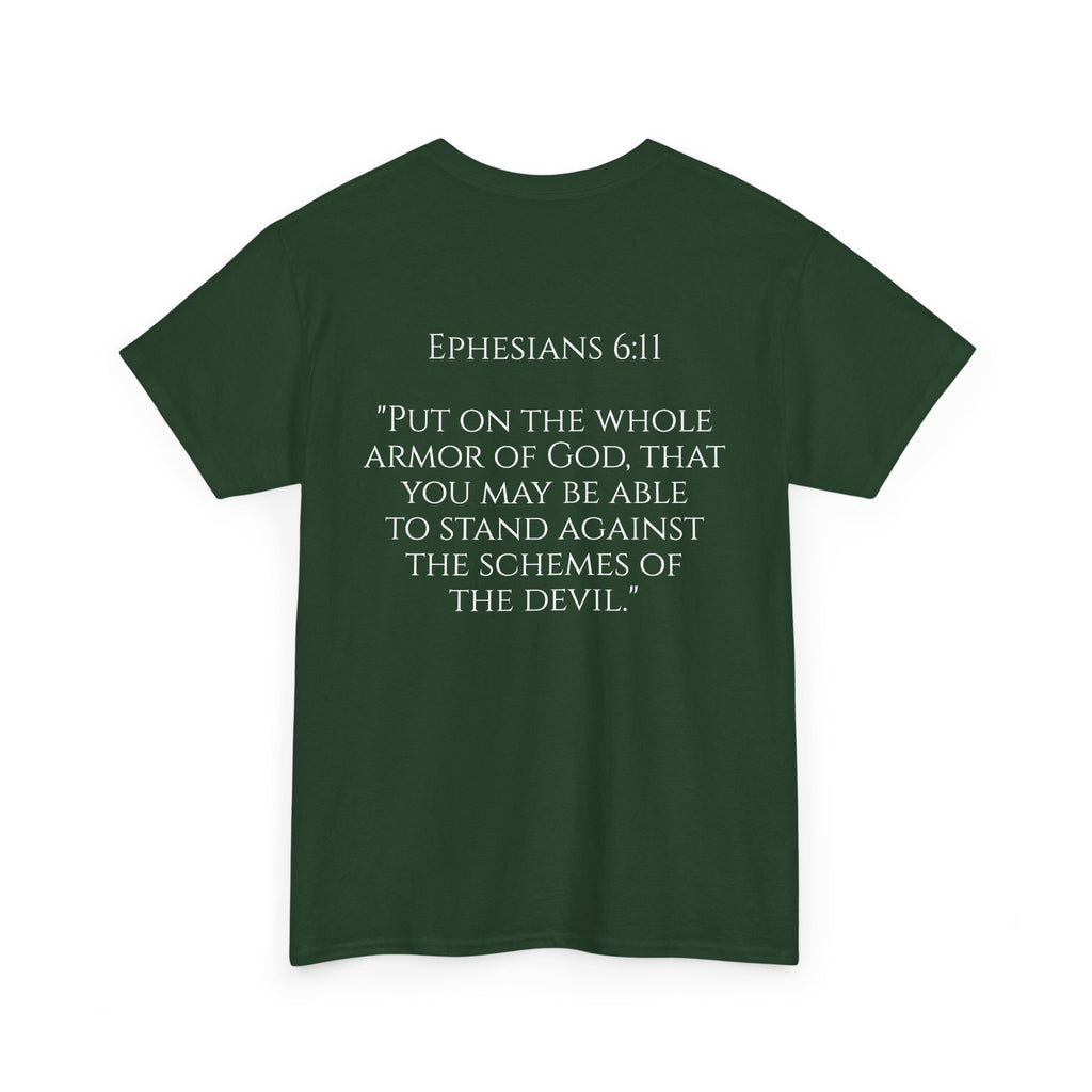 "Light Defeats Darkness" October Holliday Line edition T-Shirt — "Darkness Appeared He Need It Not" Graphic Tee (Ephesians 6:11)